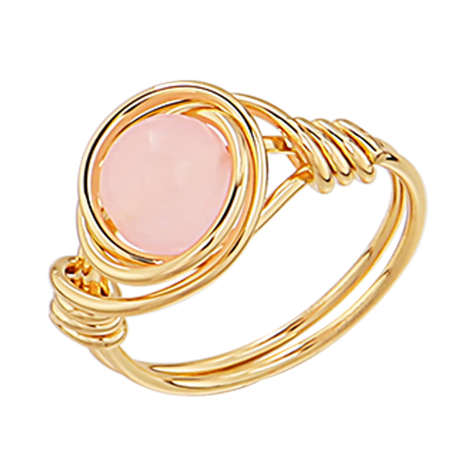 Rose Quartz Ring for Women - Adjustable Wire Wrap Pink Crystal Stone Ring, Healing Gemstone Jewelry for Girls - Perfect for Meditation, Gifts & Everyday Wear