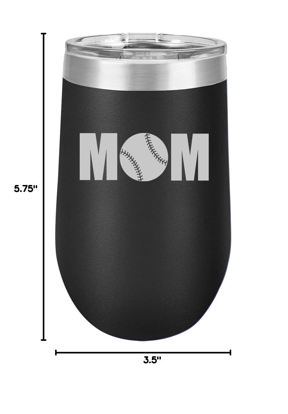 16 oz Double Wall Vacuum Insulated Stainless Steel Stemless Wine Tumbler - Insulated Coffee Travel Mug with Lid & Non-Slip Base - Perfect for Hot/Cold Drinks, Baseball Games, Softball Practice & Outdoor Activities (Black)
