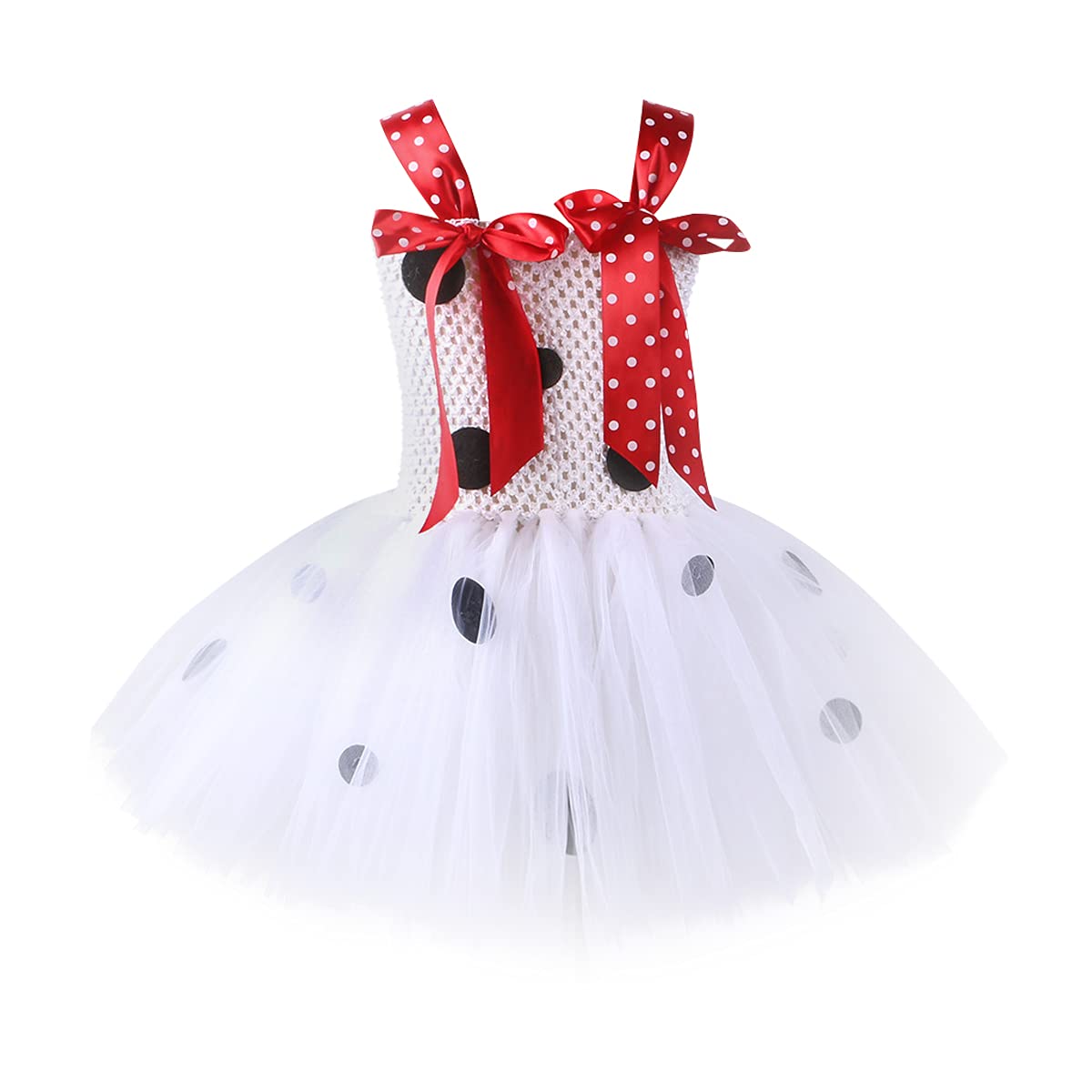 IMEKIS Baby & Kids Girl Dalmatian Dog & Cow Costume Tutu Dress Set with Ears Headband, Bowtie & Tail - Halloween, Birthday Party, Cosplay, Dress-Up & Photo Shoot Outfit