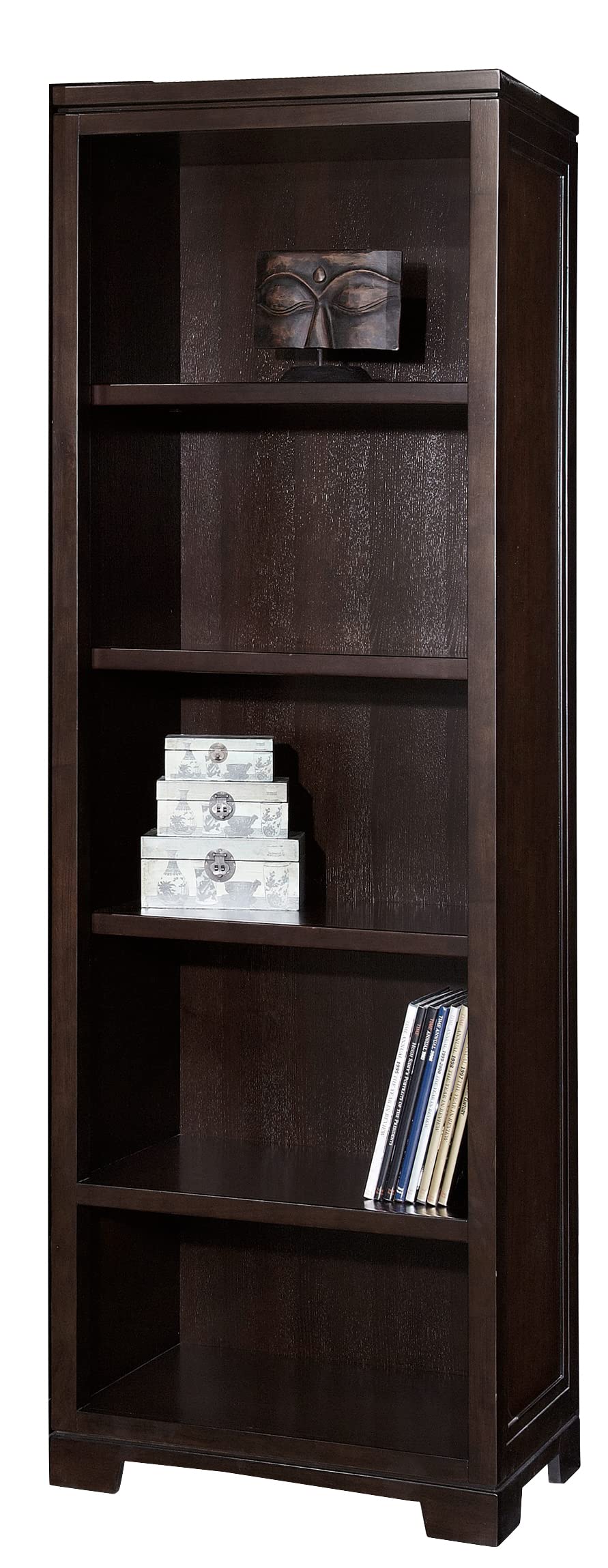 Hekman Mocha Narrow 5-Shelf Bookcase - Solid Ash Wood with Ash Veneer, Mid-Century Modern Storage Shelf for Living Room, Home Office & Study - Perfect for Books, Decor & Organizing Small Spaces
