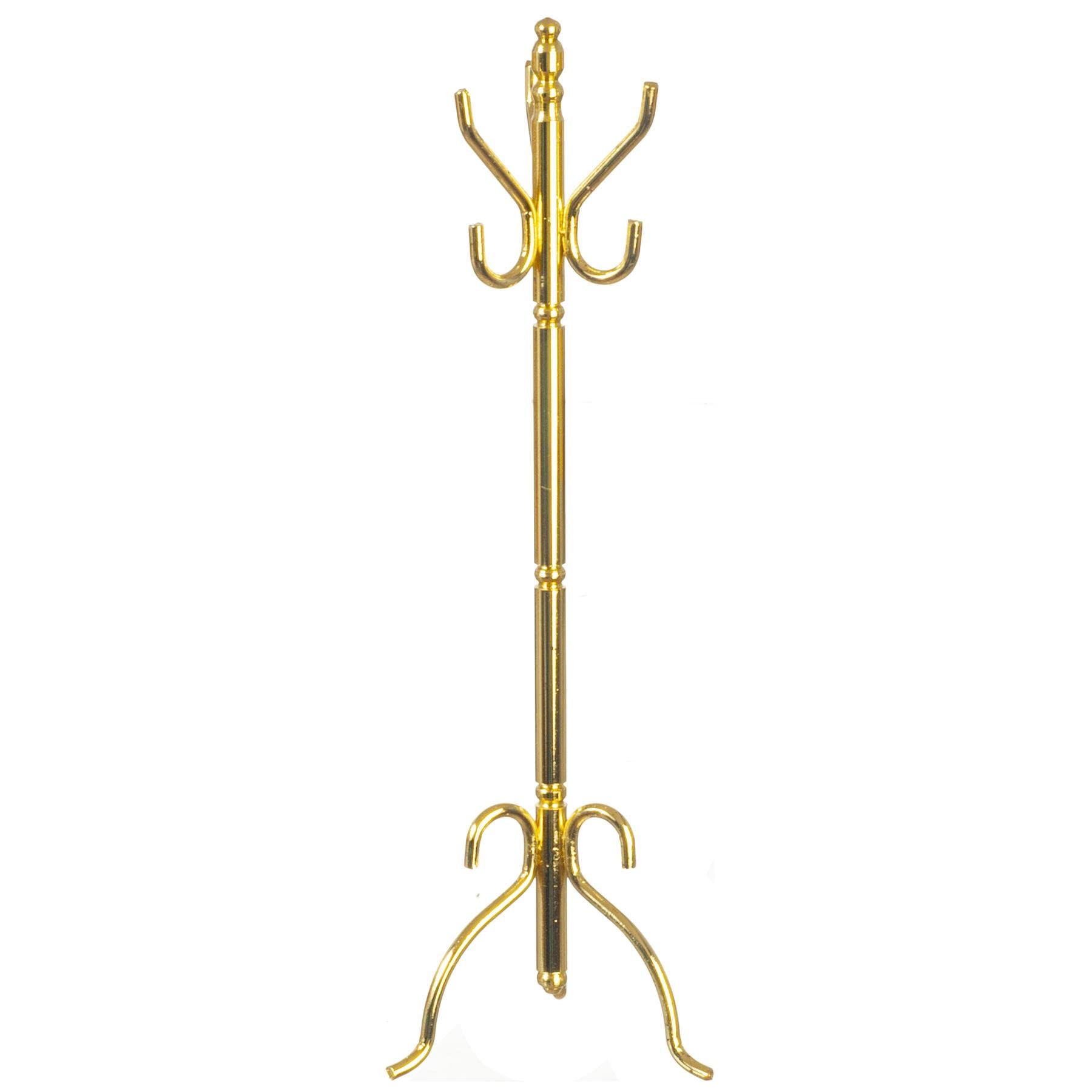 1:12 Scale Miniature Dollhouse Gold Hat & Coat Rack Stand - Perfect for Victorian Style Dollhouse Decor, DIY Miniature Projects & Collectible Display