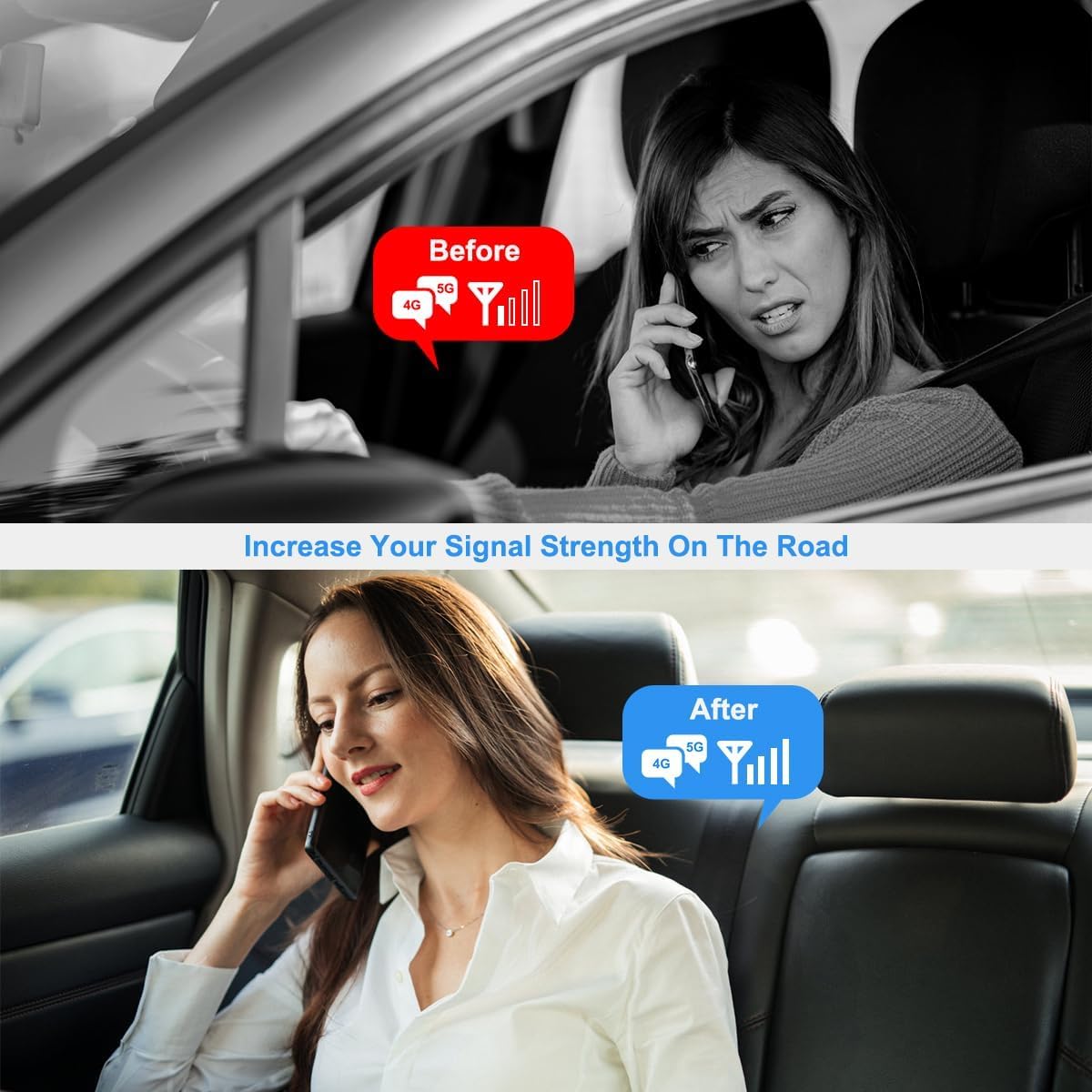 4G LTE 5G Cell Phone Signal Booster for RV, Truck & Car - Compatible with T-Mobile, AT&T, Verizon (Bands 12/13/17) - Stronger Reception for Road Trips, Remote Work & Emergency Calls