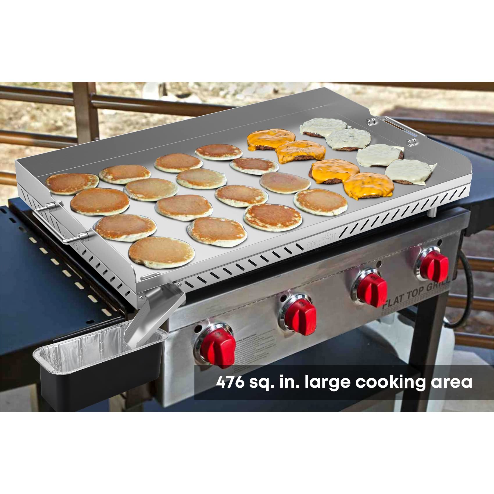 Stanbroil Stainless Steel Flat Top Griddle for Camp Chef 4 Burner Grills - Replacement for FTG600P, FTG900PG - 28