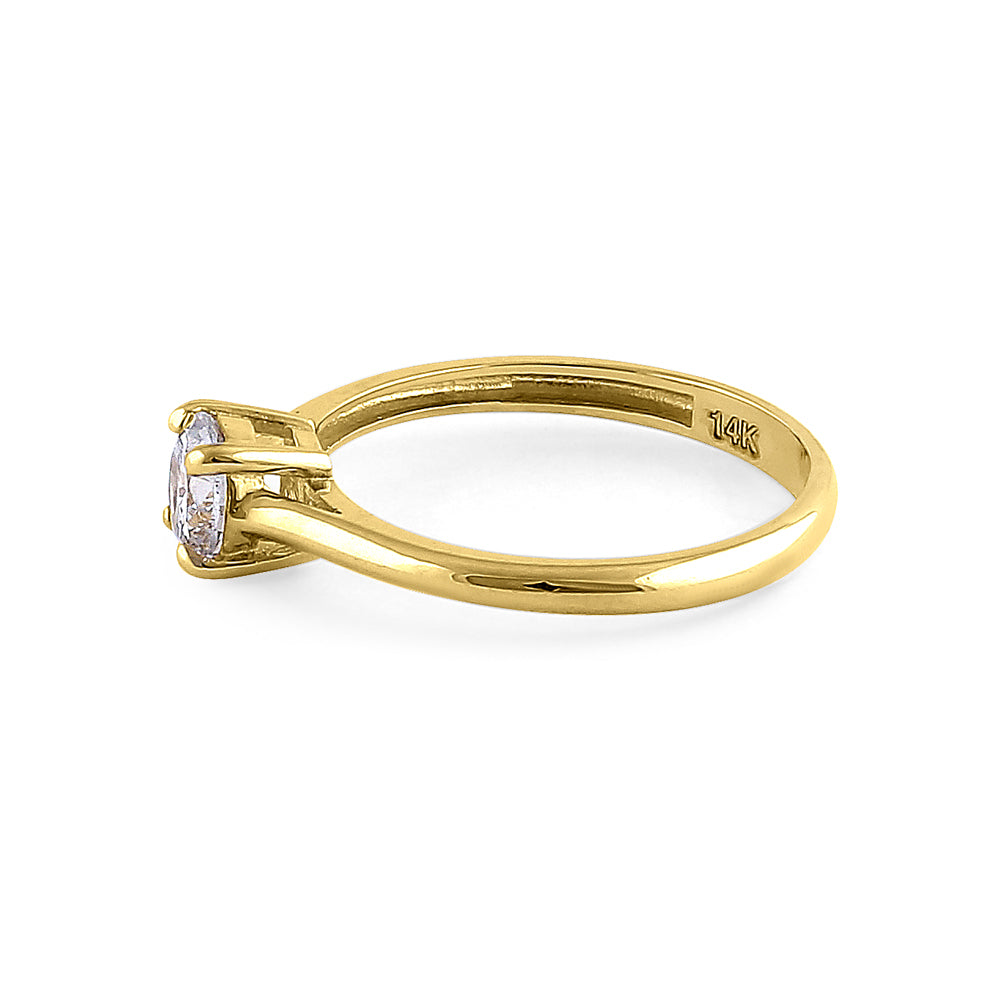 14K Yellow Gold Solitaire Round Cut Cubic Zirconia Engagement Ring for Women - Perfect for Proposals, Anniversaries & Special Occasions