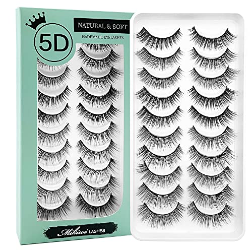 Mikiwi Natural Fluffy False Eyelashes 10-12mm - 10 Pairs Faux Mink Lashes for Light Volume & Everyday Wear | Perfect for Parties, Weddings, and Special Occasions