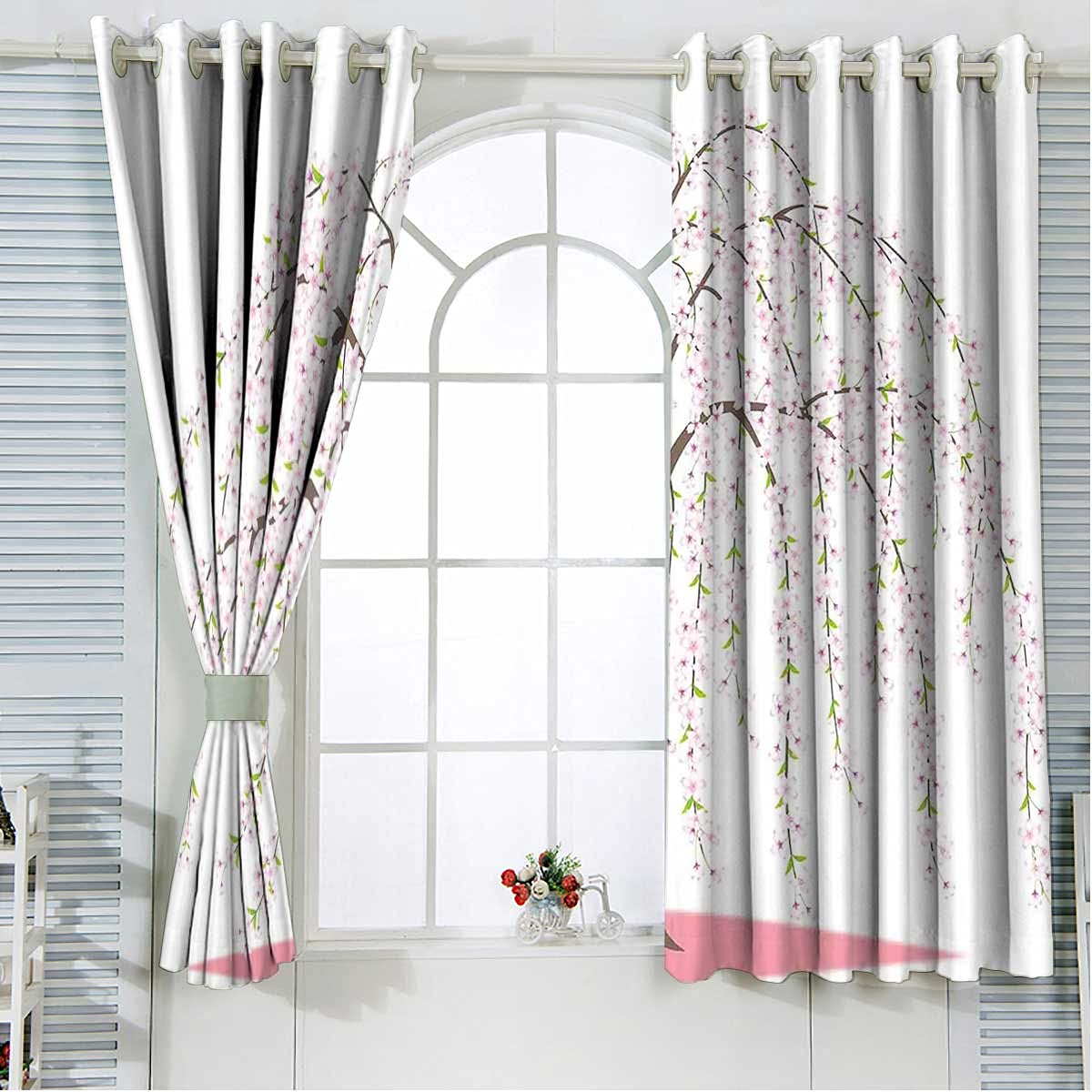 Blackout Curtains 72 Inches Long - Floral Oriental Window Drapes for Bedroom & Living Room (2 Panels, 84x72 Inch) - Perfect for Light Blocking, Privacy & Home Decor