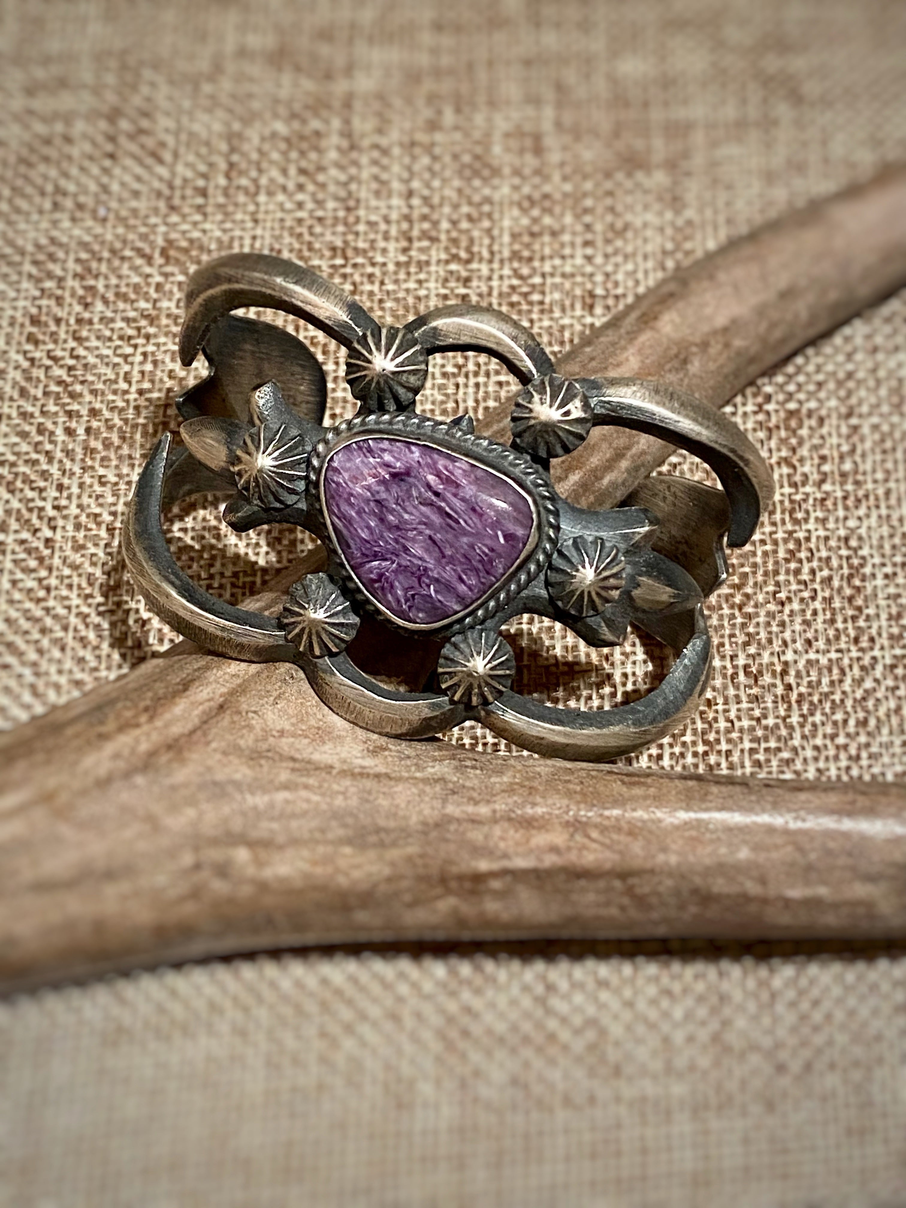 Charoite Cuff Bracelet #18 - Handmade Purple Gemstone Jewelry for Women | Perfect for Gifts, Weddings & Special Occasions