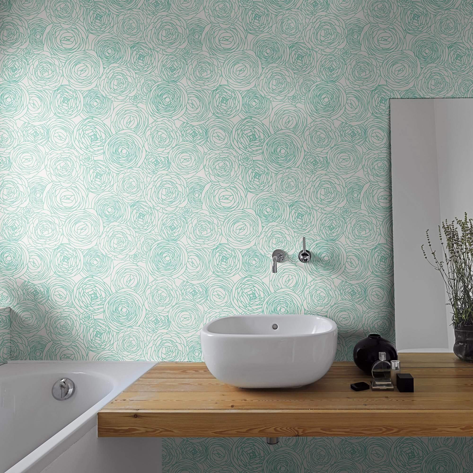 White Roses Floral Peel and Stick Removable Wallpaper - Self-Adhesive Decorative Wall Covering for Bedroom, Living Room & Nursery Decor