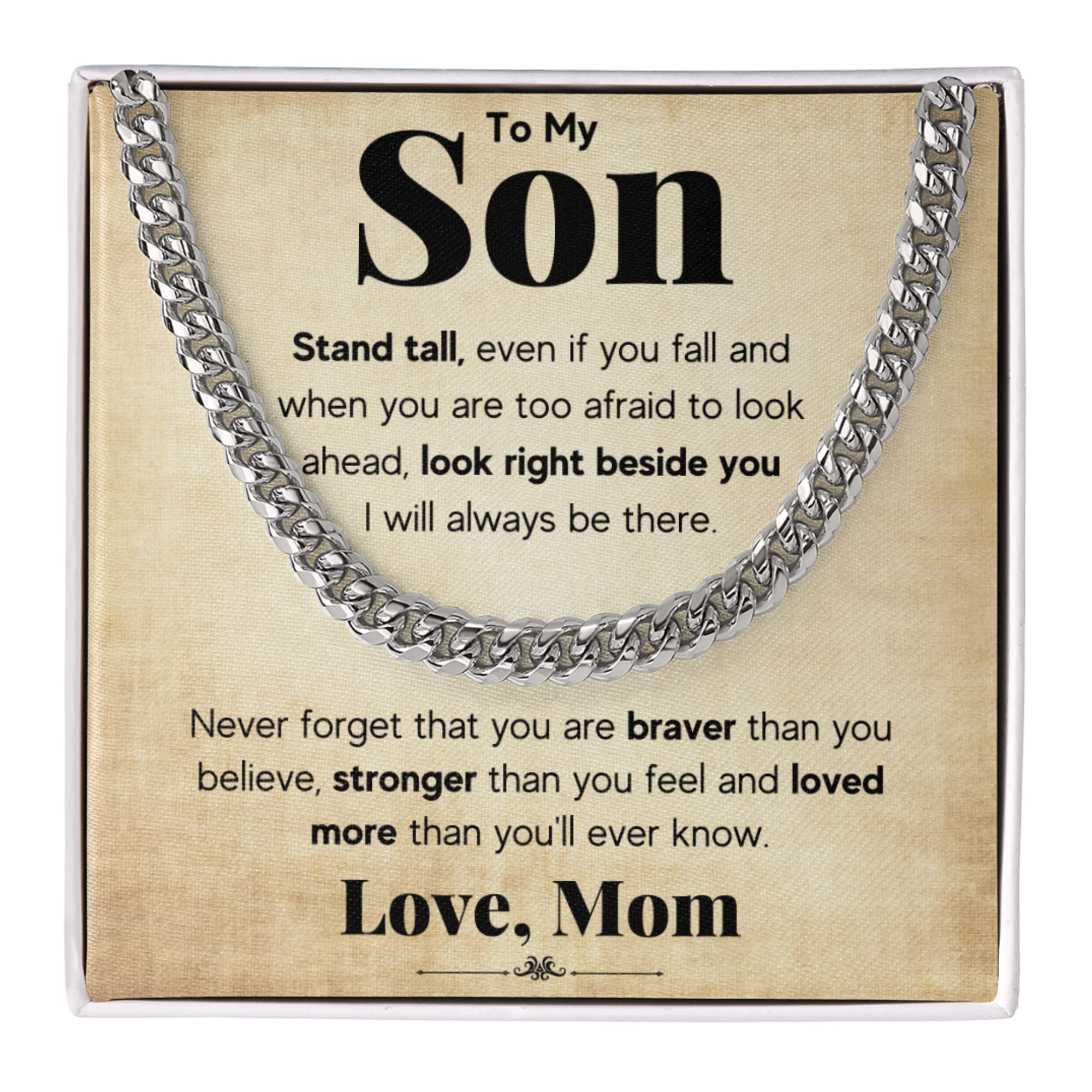 Mom & Son Necklace Gift - Cuban Link Chain for Graduation, Birthday & Christmas