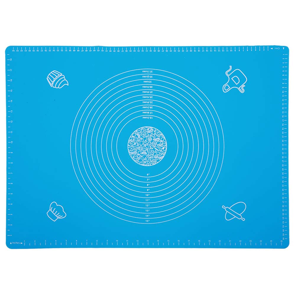 Non-Stick Silicone Dough Rolling Mat with Measurement Scales - 70x50cm Blue Baking Mat for Pastry, Cookies & Pizza - Perfect Kitchen Baking Accessories for Home Bakers & Professional Chefs