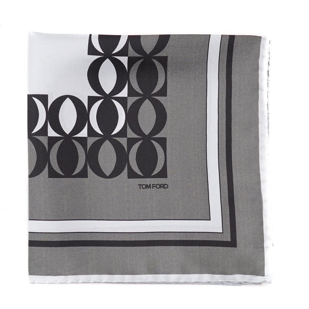 Tom Ford Contrast Print Pocket Square - Luxury Silk Pocket Square for Men - Perfect for Weddings, Business & Formal Events