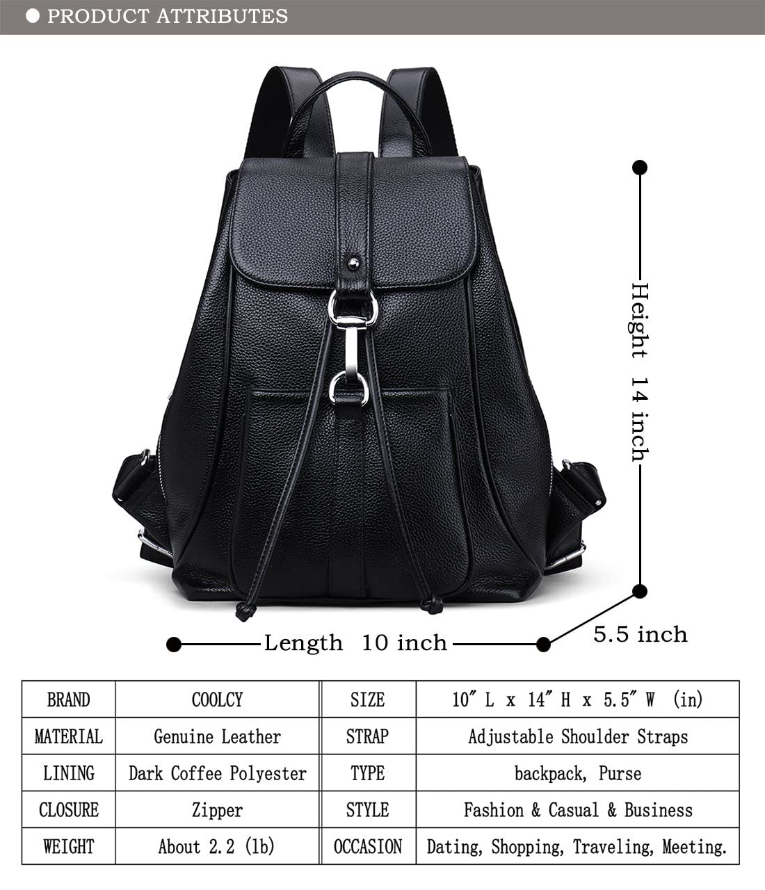 Vintage Genuine Leather Women's Backpack Purse - Stylish School Bag for College, Travel & Everyday Use | COOLCY Fashion Accessories