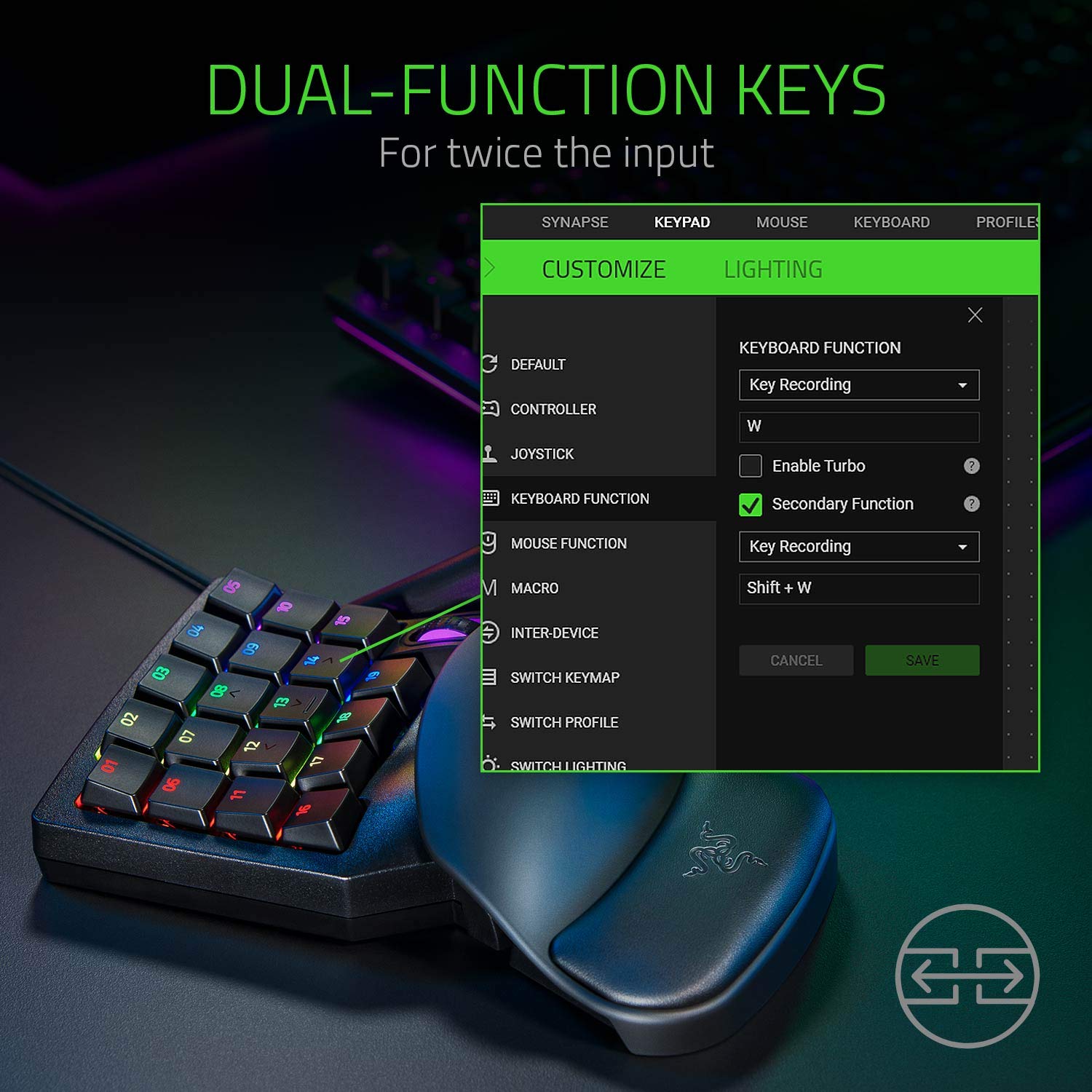 Razer Tartarus Pro Analog Optical Gaming Keypad - 32 Programmable Keys, Customizable Trigger Point, 8 Profiles for PC (Black) | Perfect for FPS, MMO & Esports Gaming