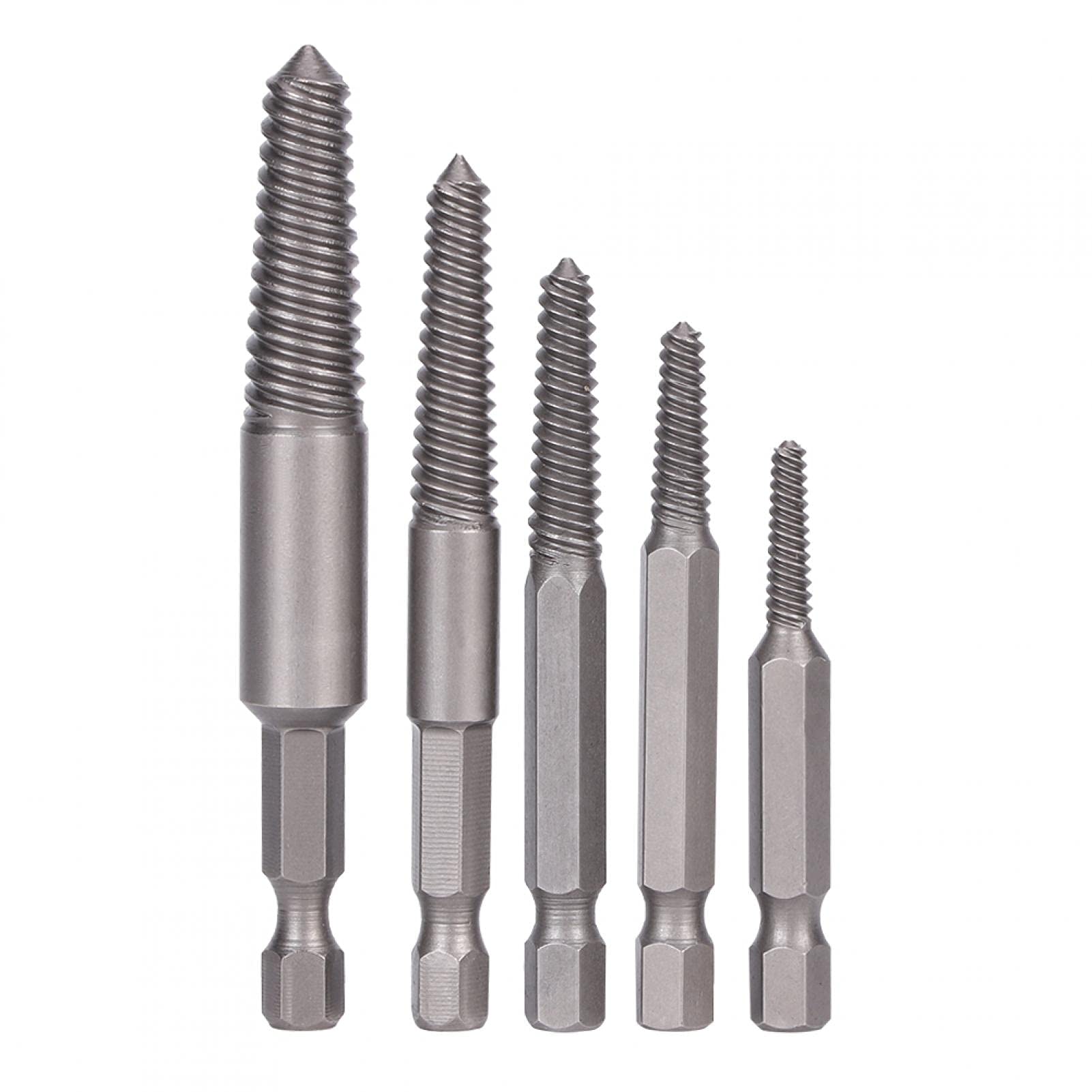 EVTSCAN 5-Piece Broken Screw Extractor Set - Hex Shank Fine Teeth Damaged Bolt Remover Tool Kit for Easy Out | DIY Home Repair, Automotive Maintenance & Metalworking Projects
