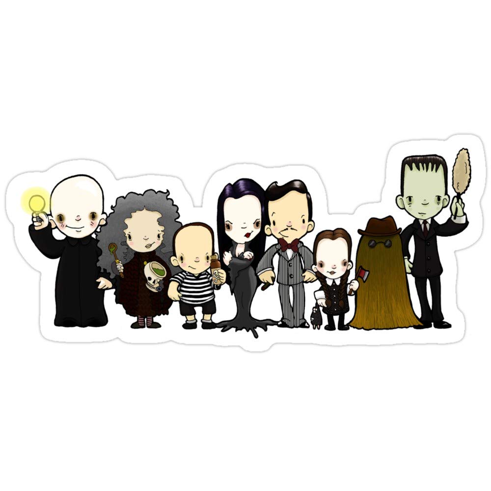 3 PCs Addams Family Stickers - Creepy & Kooky Vinyl Decals for Laptop, Phone, Car, Guitar, Fridge | Funny Waterproof Stickers for Halloween Decor, School Supplies & Gift Ideas