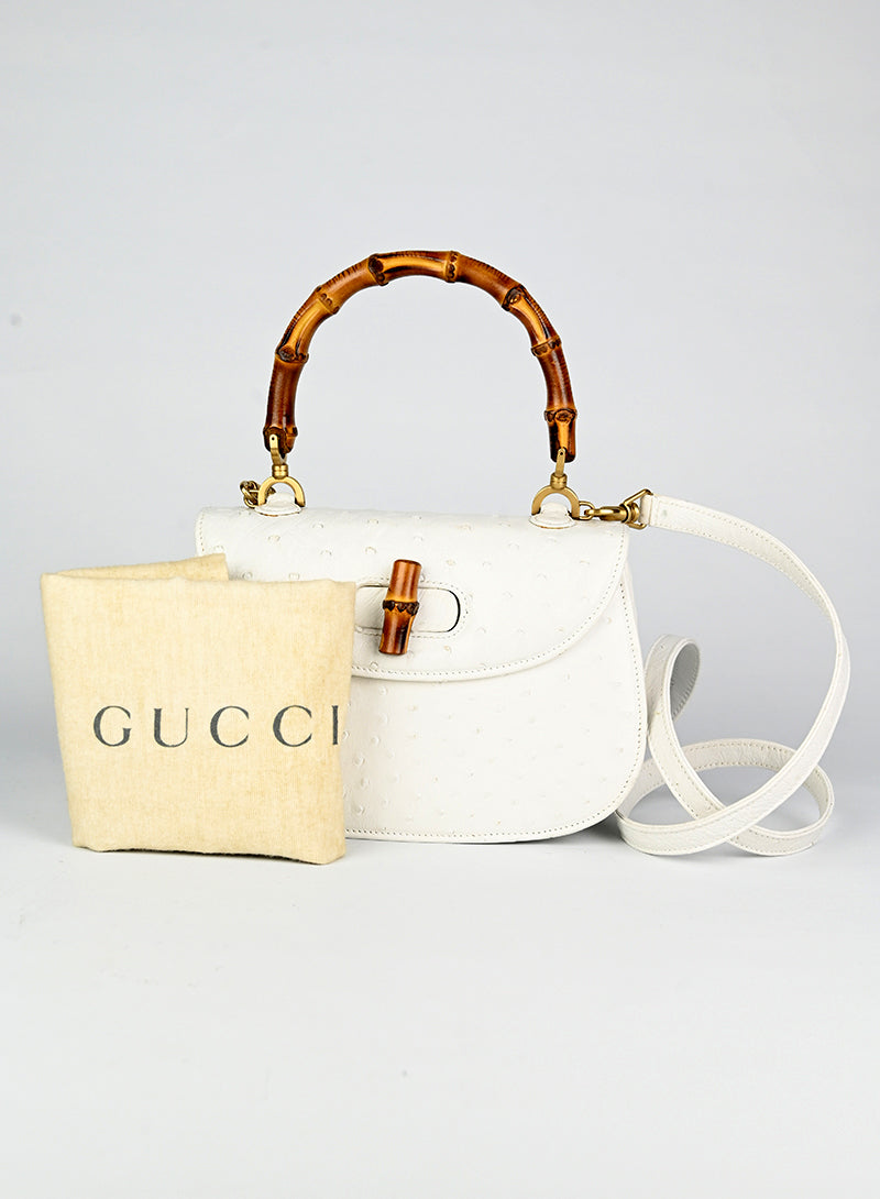 Authentic Gucci Bamboo Leather Handbag in White - Luxury Designer Tote for Women, Perfect for Office, Travel & Everyday Use