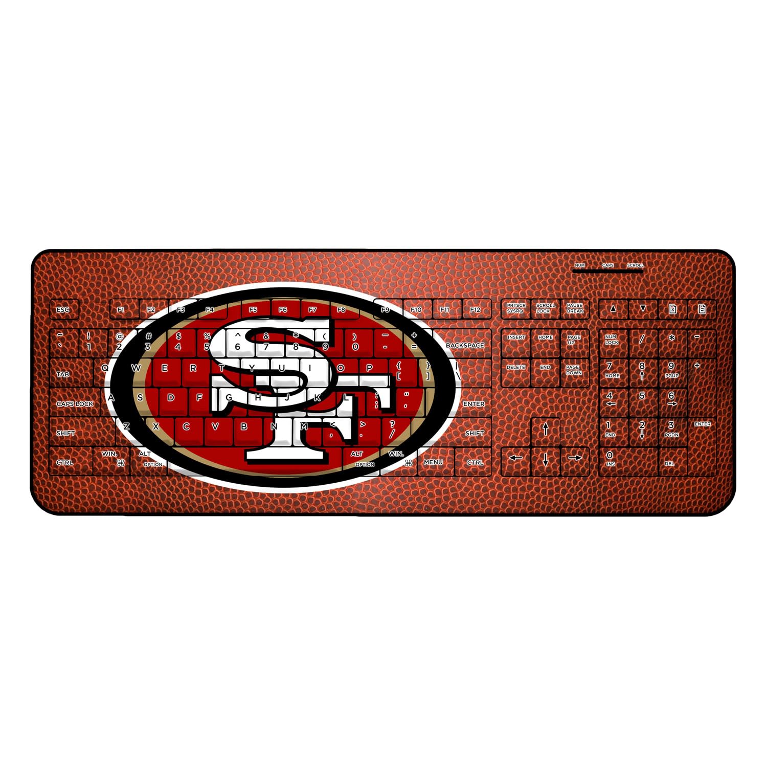 San Francisco 49ers NFL Wireless Gaming Keyboard - Ergonomic Bluetooth Keyboard for Football Fans - Perfect for Gaming, Office & Home Use