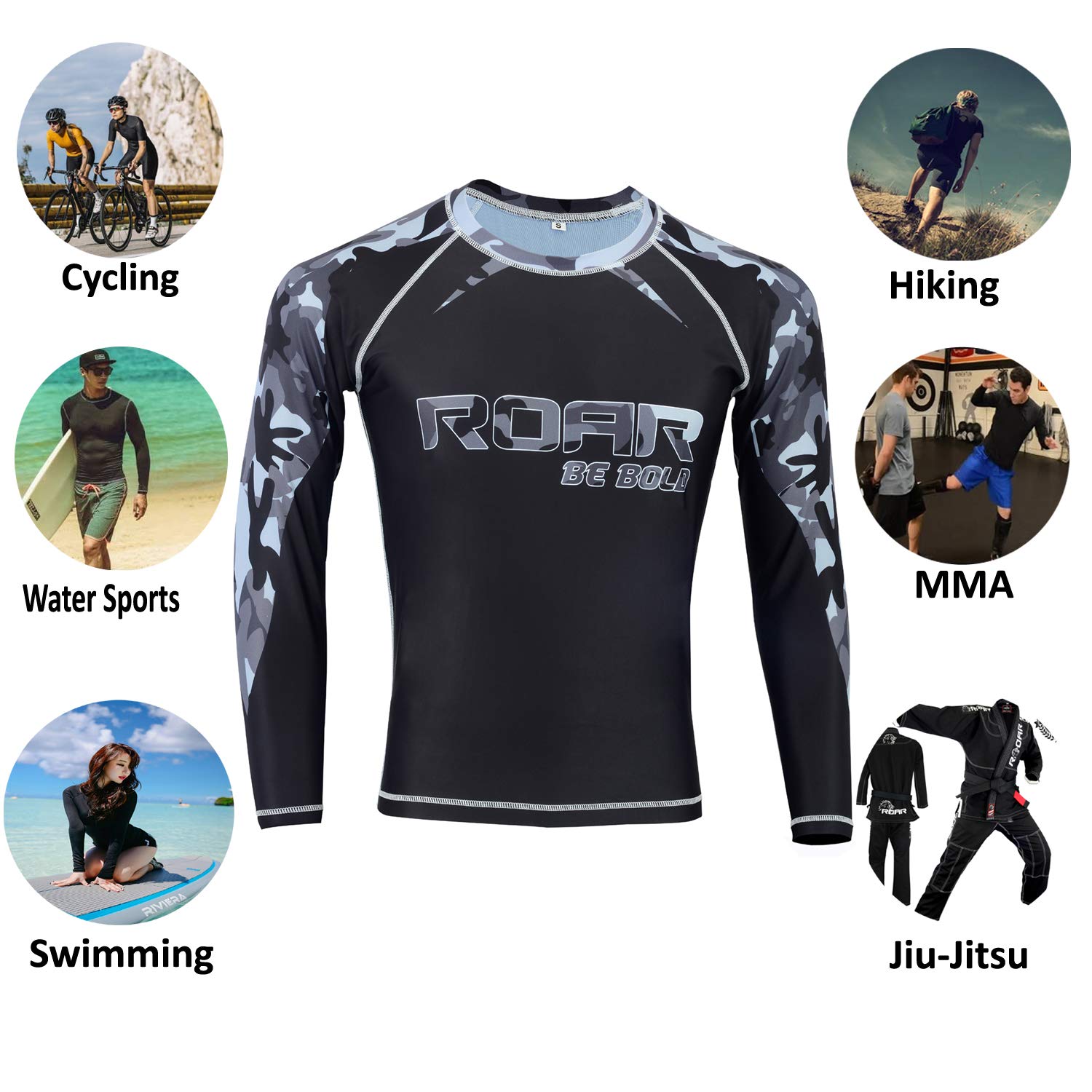 Roar MMA Rash Guard & BJJ Grappling Shorts - No Gi Training Wear for Cage Fighting, Brazilian Jiu-Jitsu & MMA - Perfect for Combat Sports, Martial Arts & Fitness Training