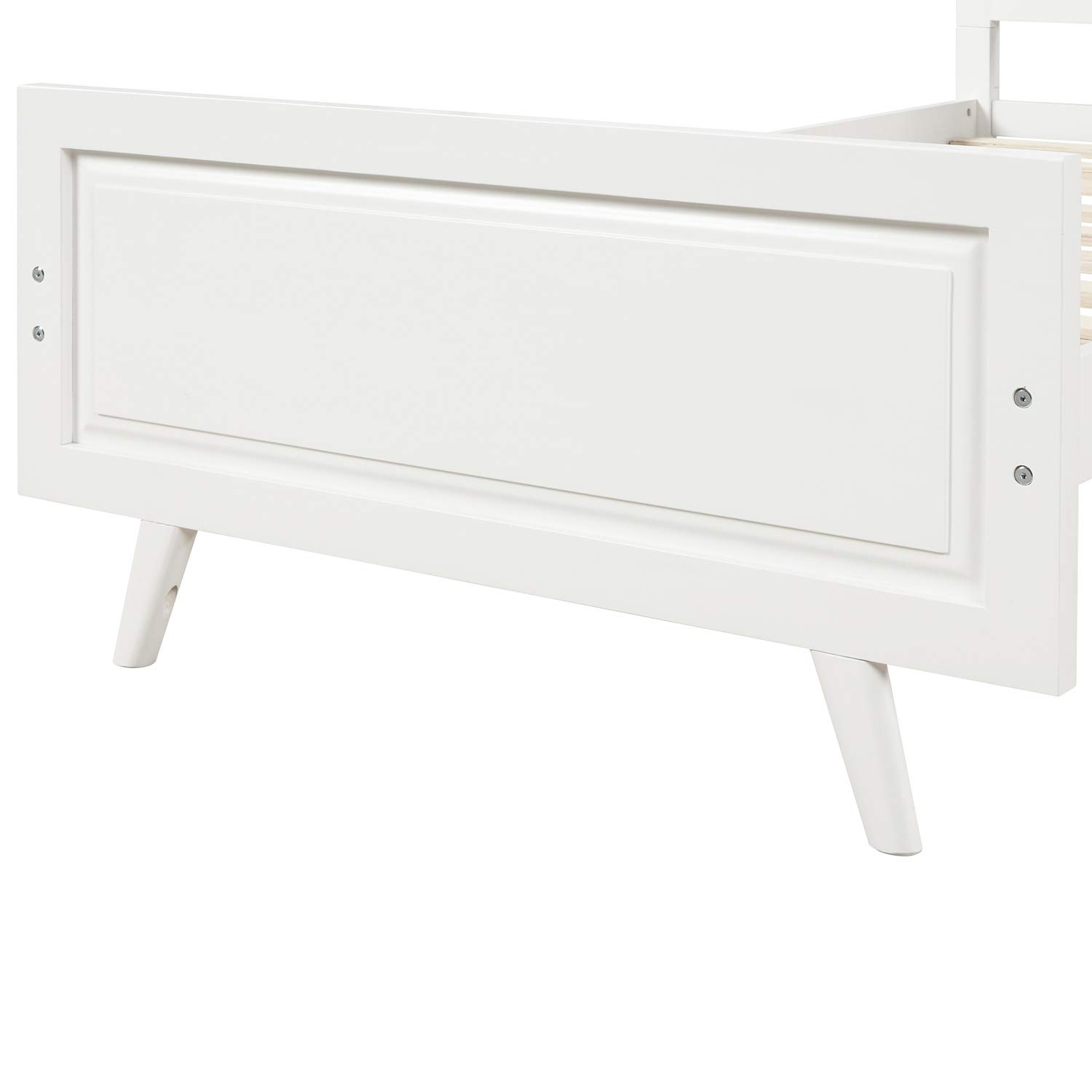SOFTSEA Twin Size Platform Bed Frame with Headboard & Footboard - Solid Wood Construction with Wood Slat Support - Sturdy Kids Bed Frame in White - Perfect for Children's Bedrooms, Guest Rooms & Small Spaces