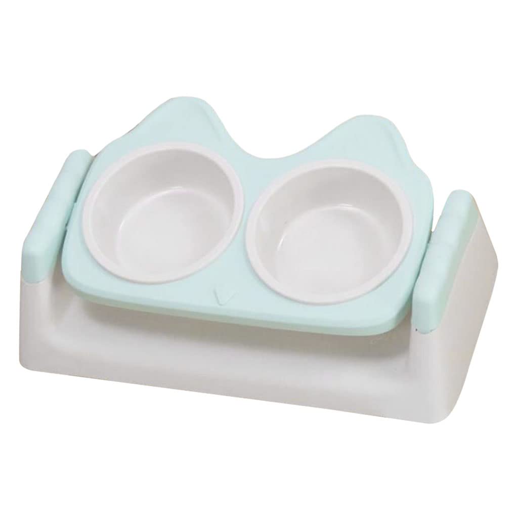 MYADDICTION Double Cat Dog Bowl - Detachable 15 Degree Tilted Pet Food & Water Dish - Anti-Slip Pet Supplies (Green) - Perfect for Kittens, Puppies & Senior Pets with Neck Pain