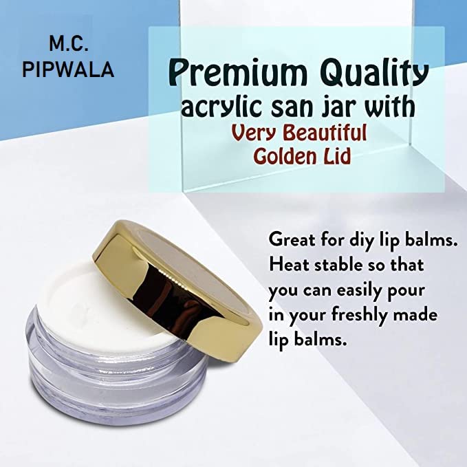 10 GM Empty Acrylic Jar with Gold Lid & Leakproof Inner Lids - Clear Cosmetic Container (Pack of 3) | Ideal for Creams, Salves, DIY Beauty Products & Travel Toiletries