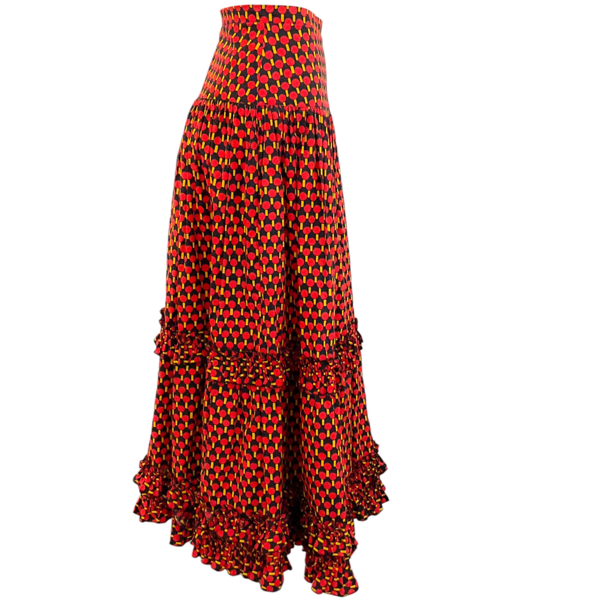 La DoubleJ Black and Red Polka Dot Tiered Midi Skirt - Perfect for Casual Outings, Parties, and Summer Fashion