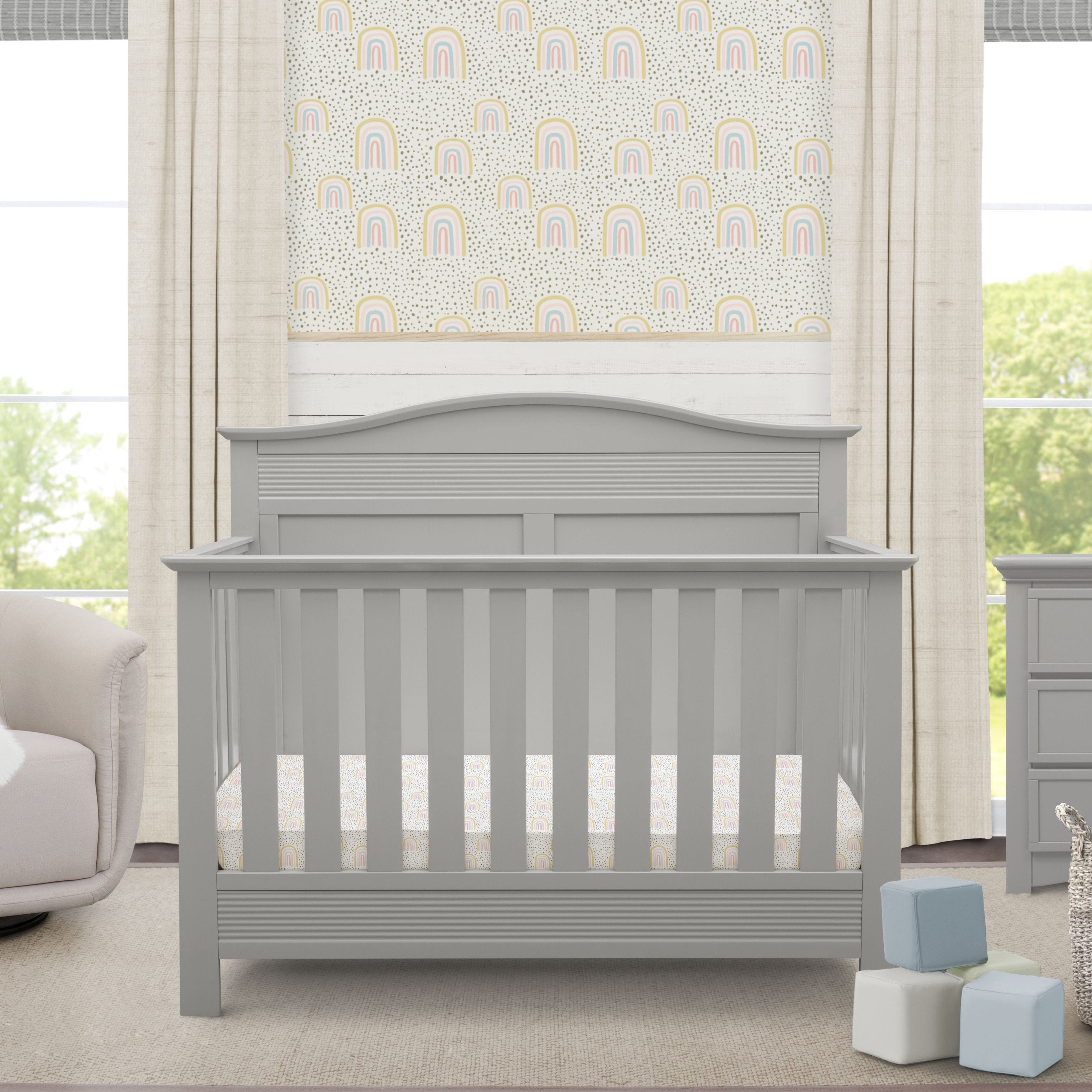 Barrett 4-in-1 Convertible Baby Crib - White Nursery Furniture for Newborn to Toddler | Perfect for Modern Nursery, Bedroom & Daycare