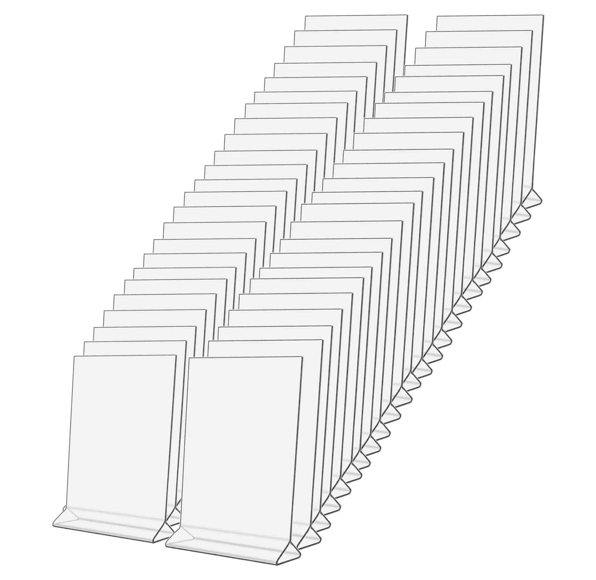 48-Pack Double-Sided 5x7 Vertical Table Tent Holders - Clear Acrylic Menu Sign Frames for Restaurants, Retail & Promotional Signage (Ideal for Menus, Pricing, Flyers & Marketing Materials)