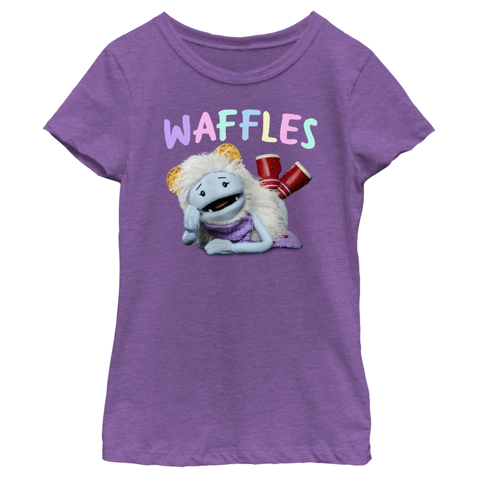 Fifth Sun Mochi Waffles Puppet Girls Short Sleeve Graphic Tee Shirt - Cute Kawaii Anime Style Cotton T-Shirt for Women & Teens - Perfect for Casual Wear, Cosplay & Anime Conventions
