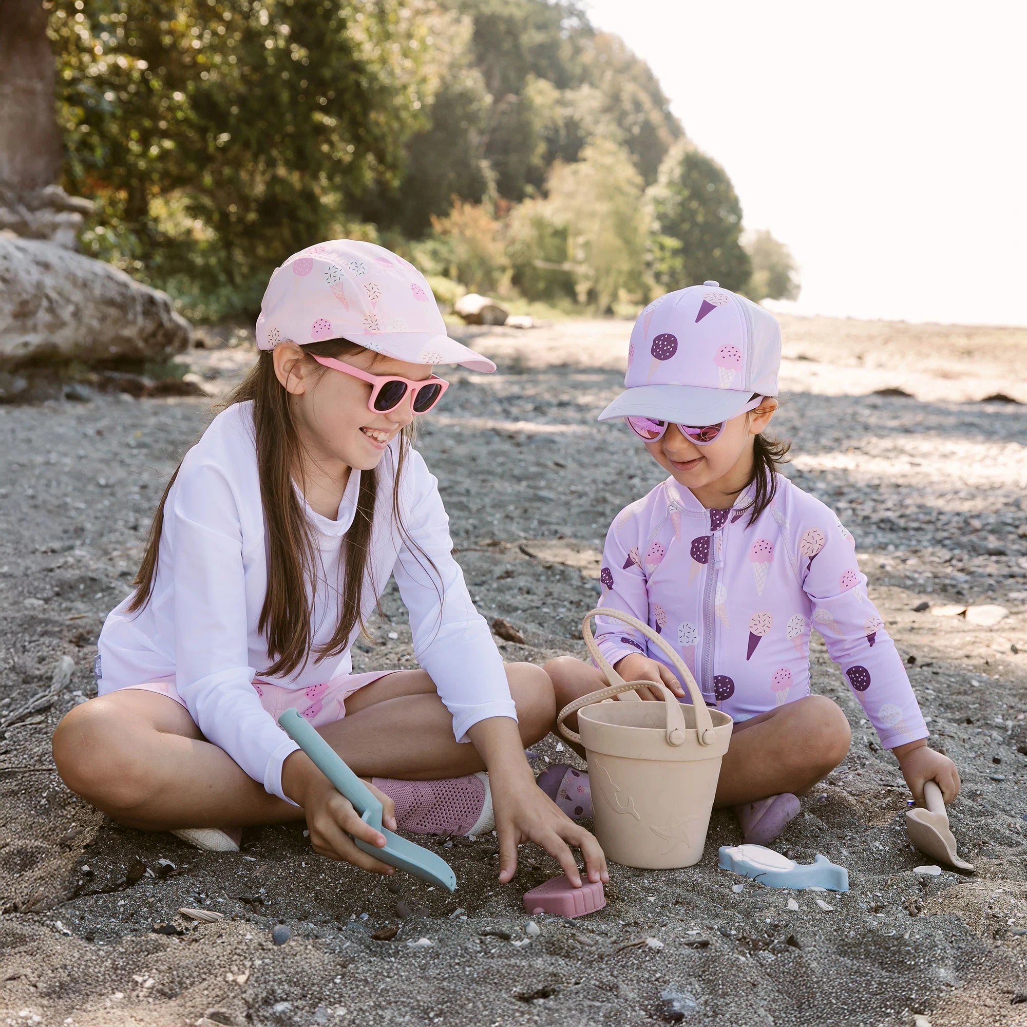Jan & Jul Pink Ice Cream Five Panel SunLite Hat - UPF 50+ Sun Protection for Kids, Adjustable Buckle, Lightweight & Breathable - Perfect for Beach, Park & Outdoor Activities