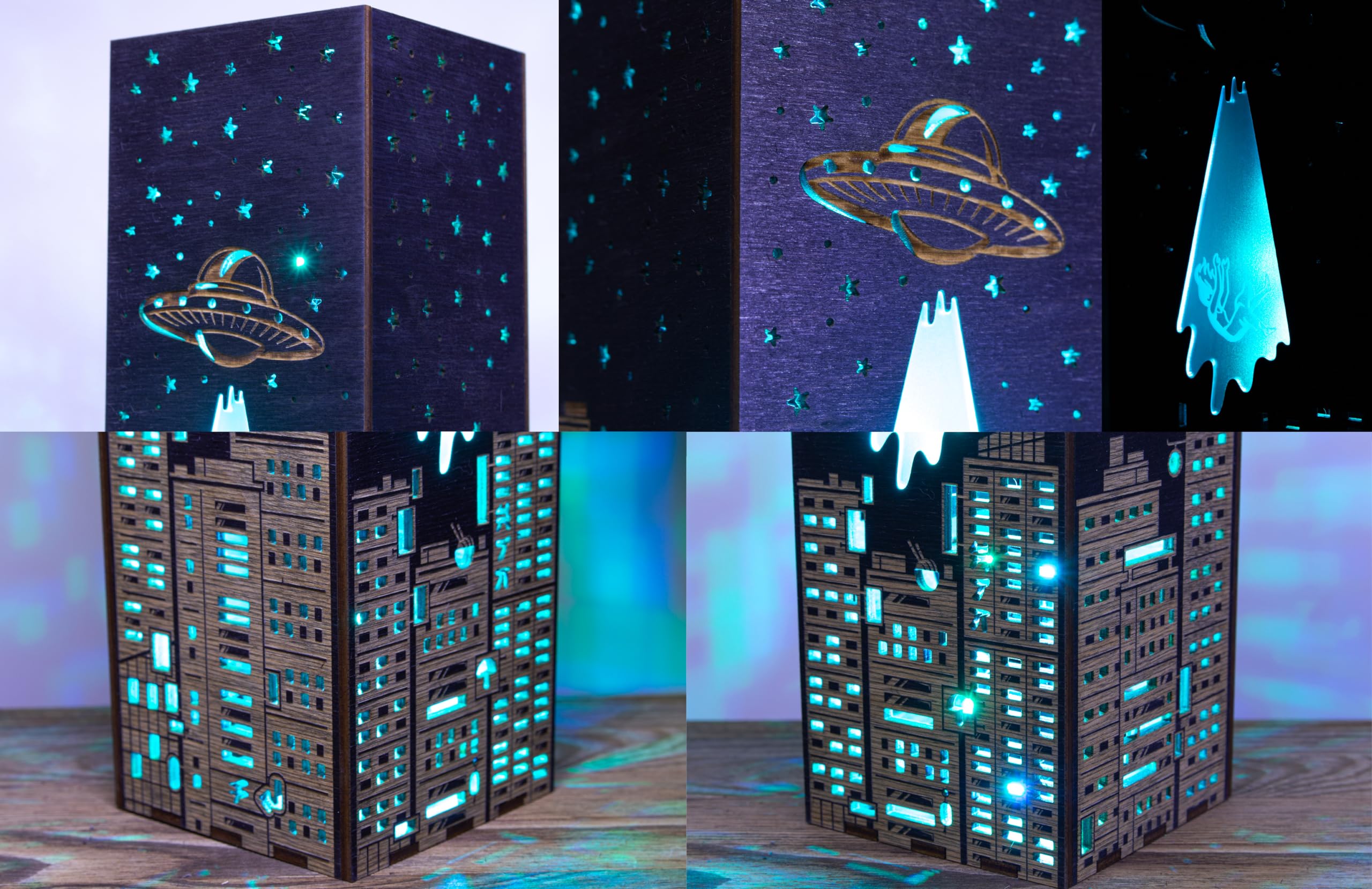 UFO Alien Night Lamp - Sci-Fi LED Neon Light with Alien Abduction Scene | Modern Space-Themed Bedroom Decor | Cool Gift for Geeks & Nerds | Perfect for Gaming Rooms, Dorm Decor & Sci-Fi Lovers