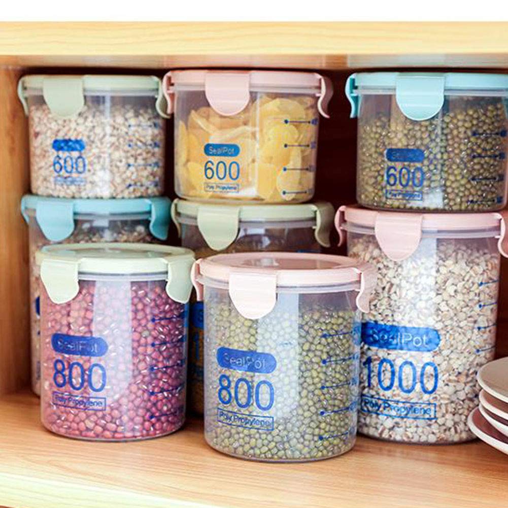Airtight Cereal Storage Containers with Pour Spout - 800ml BPA-Free Food Storage for Kitchen & Pantry Organization - Perfect for Cereal, Rice, Pasta, Snacks & Baking Ingredients (Blue)