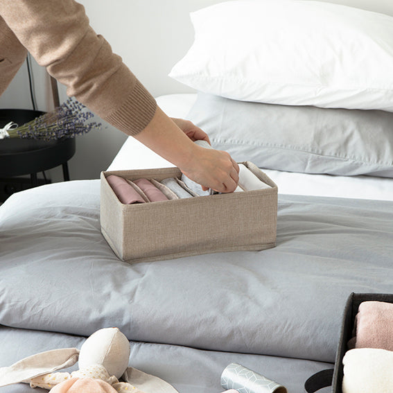 6 Compartment Drawer Organizer - Grey or Beige | Perfect for Kitchen, Office & Bedroom Storage