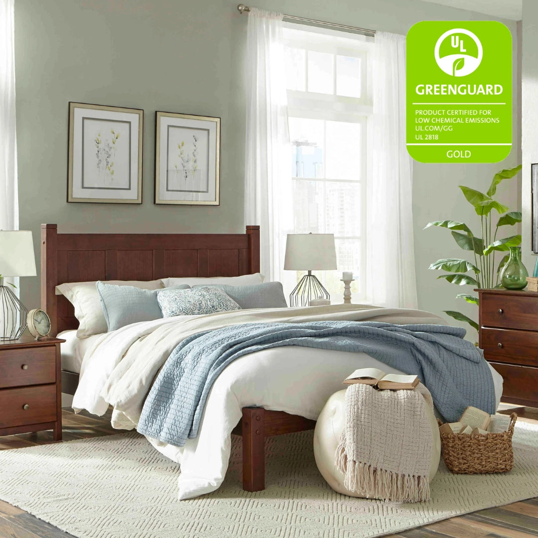 Shaker Panel Platform Bed Frame - Solid Wood Queen Size Bed with Storage, Modern Minimalist Design for Bedroom - Perfect for Small Spaces, Guest Rooms & Apartments