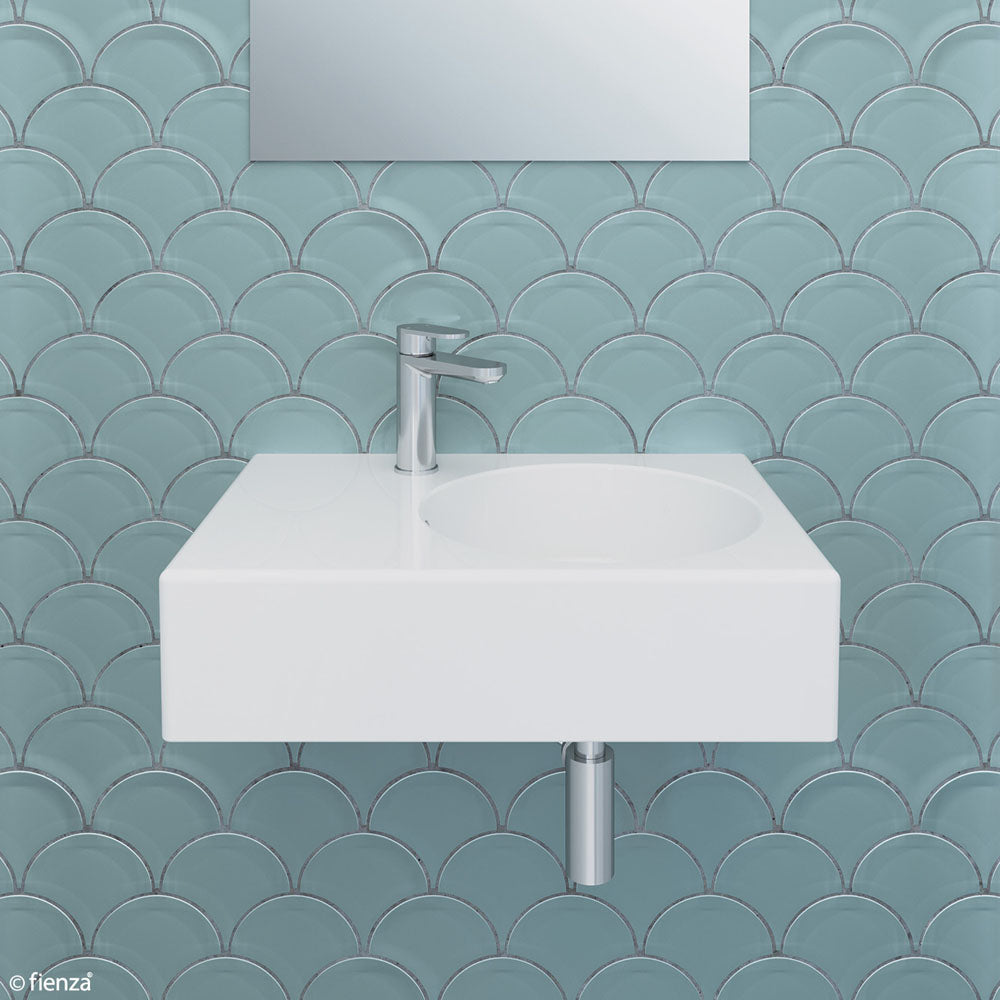 Fienza RB039R 1 Reba Right Bowl Wall Mount Bathroom Sink with Single Tap Hole - Perfect for Modern Small Bathrooms & Powder Rooms