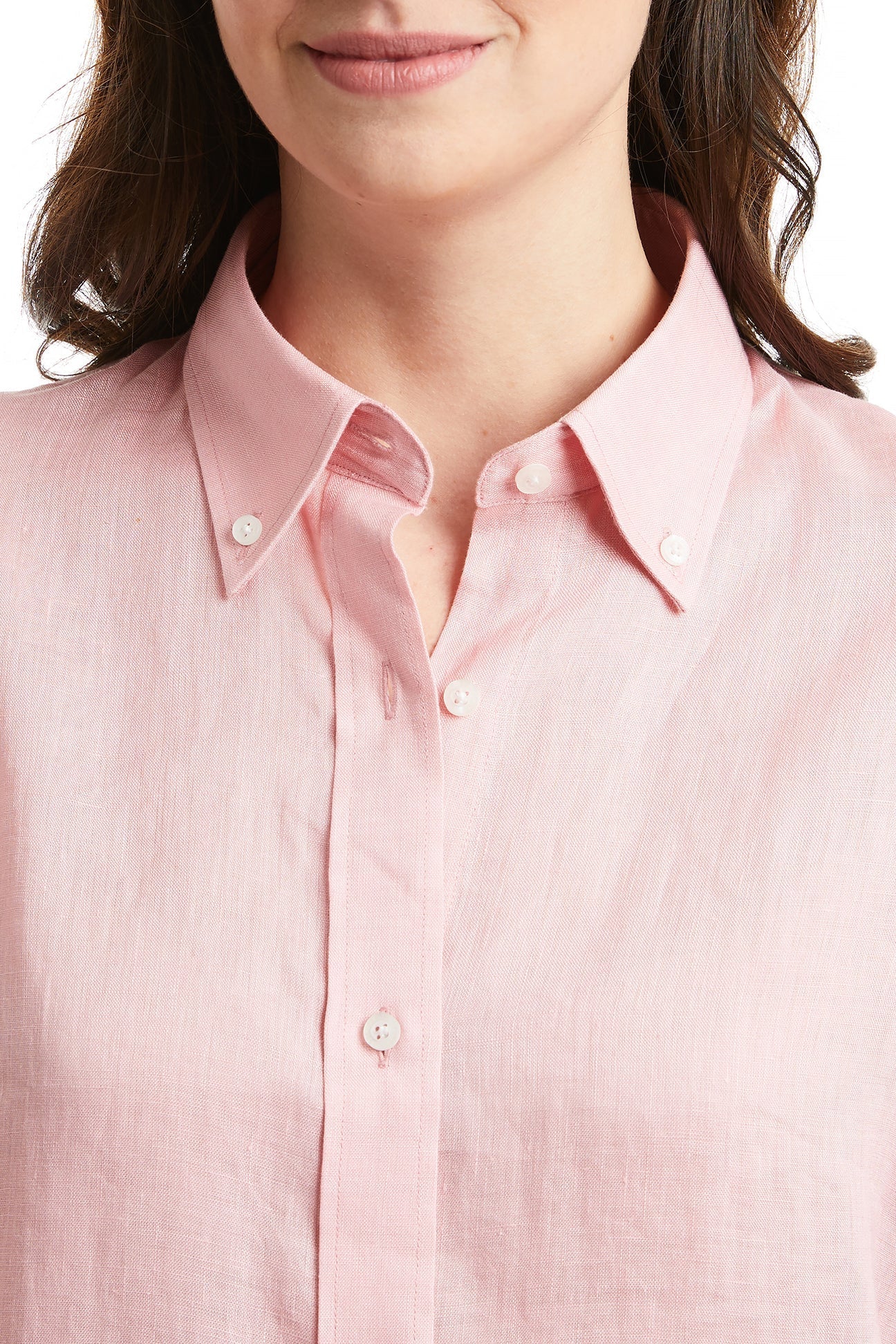 Women's Pink Linen Button Down Shirt - Casual Office Wear & Summer Outfits