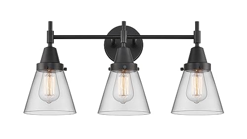Innovations 447-3W-BK-G62 Black Transitional 3-Light Bathroom Vanity Set - Modern Lighting Fixture for Bathroom, Powder Room or Master Bath Decor