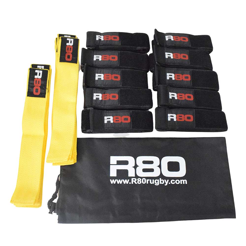 R80 Junior Rippa Rugby Set - 10 Player Youth Rugby Kit with Belts & Flags | Perfect for Kids Rugby Training, School PE Classes & Team Sports Activities