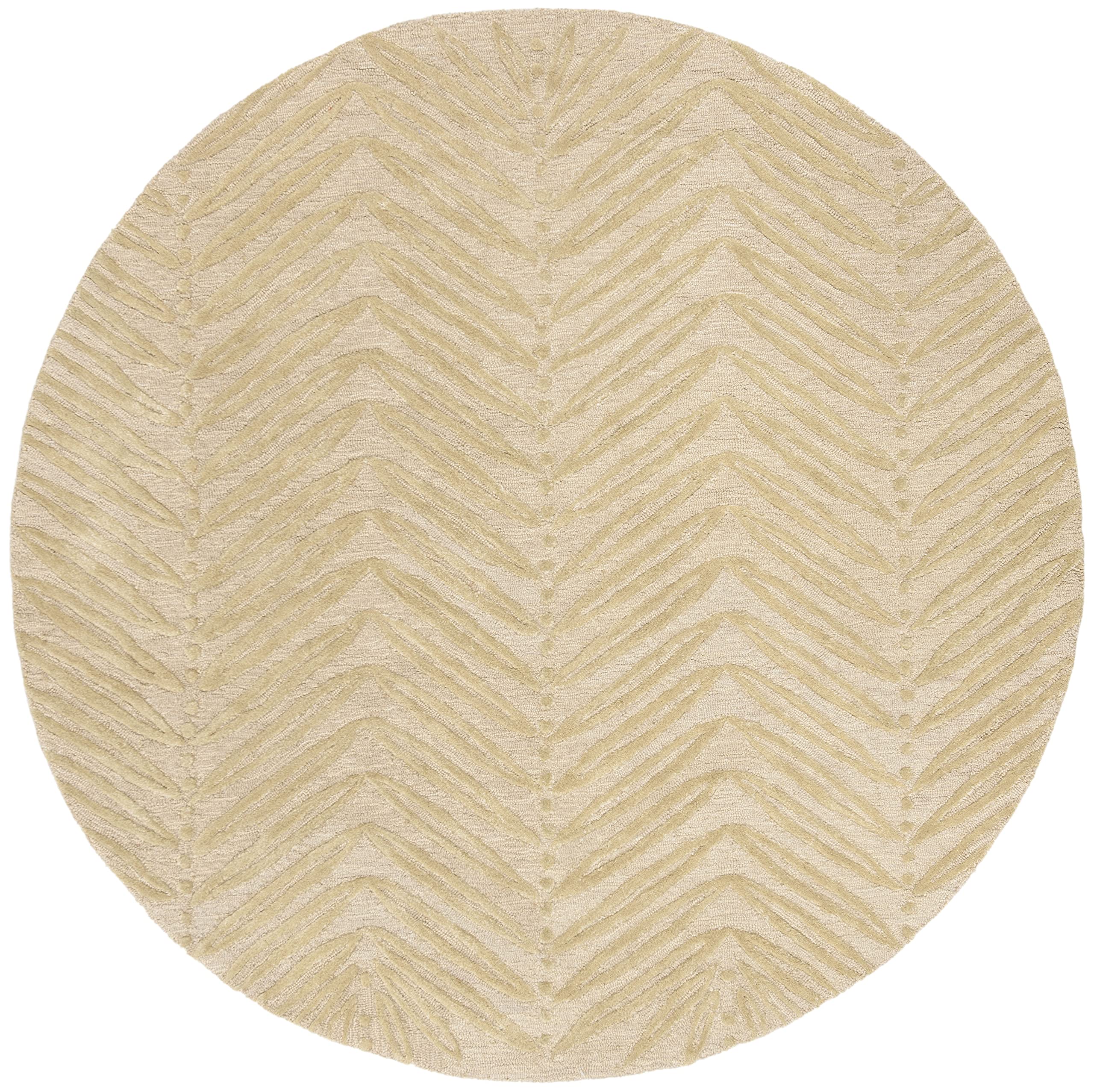 MARTHA STEWART x SAFAVIEH 6-Foot Round Oolong Tea Green Area Rug MSR3612B - Handmade Chevron Leaves Design with Wool & Viscose Blend - Perfect for Living Room, Bedroom or Dining Room Decor