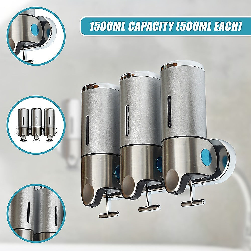 1500ml Refillable Shower Gel & Body Wash Dispenser - Liquid Soap, Shampoo, and Lotion Pump Bottle for Bathroom, Spa, and Gym Use