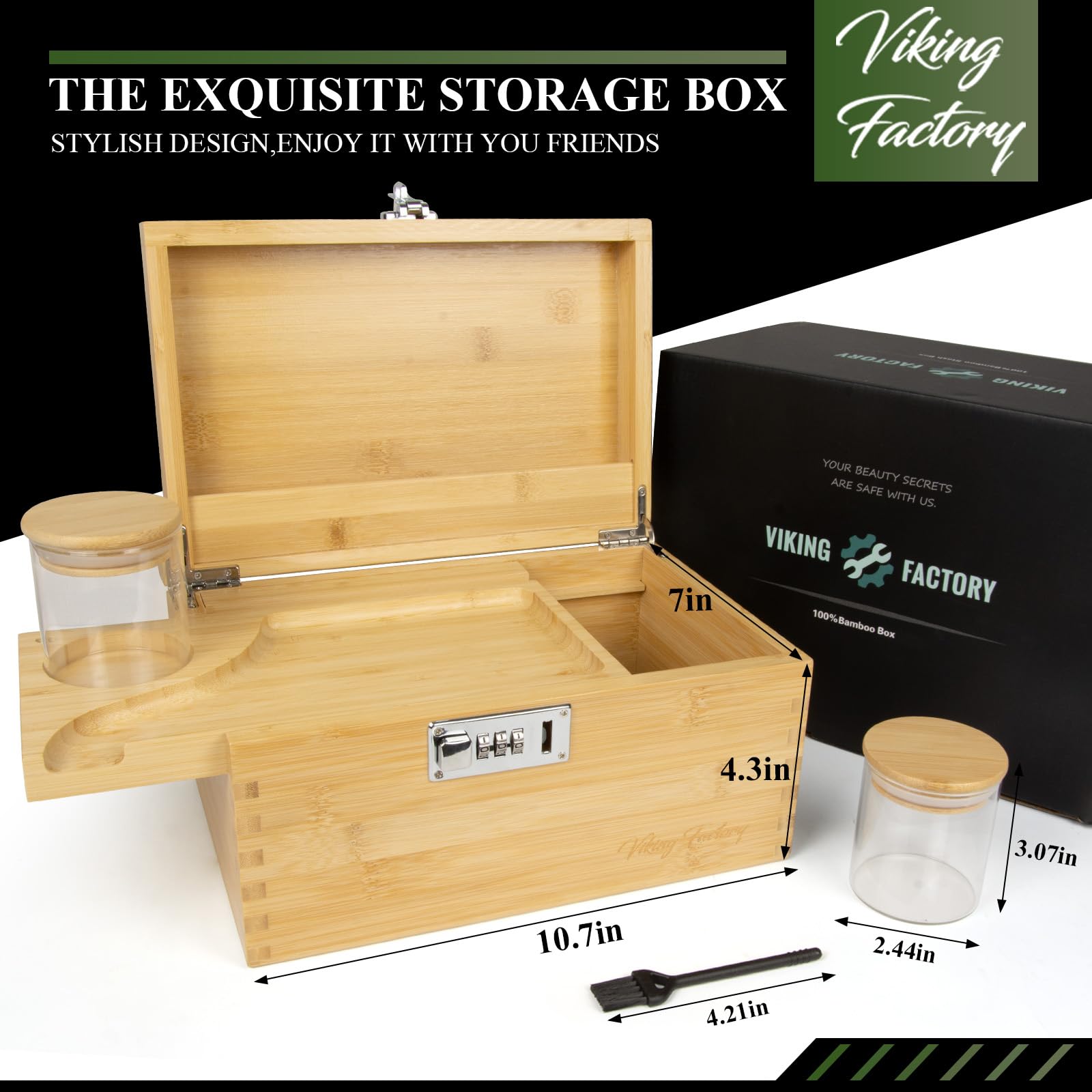 Extra Large Bamboo Gift Box with Combination Lock - Decorative Storage Organizer for Jewelry, Keepsakes & Office Supplies | Home & Office Essentials | Wedding, Birthday & Holiday Gift Idea