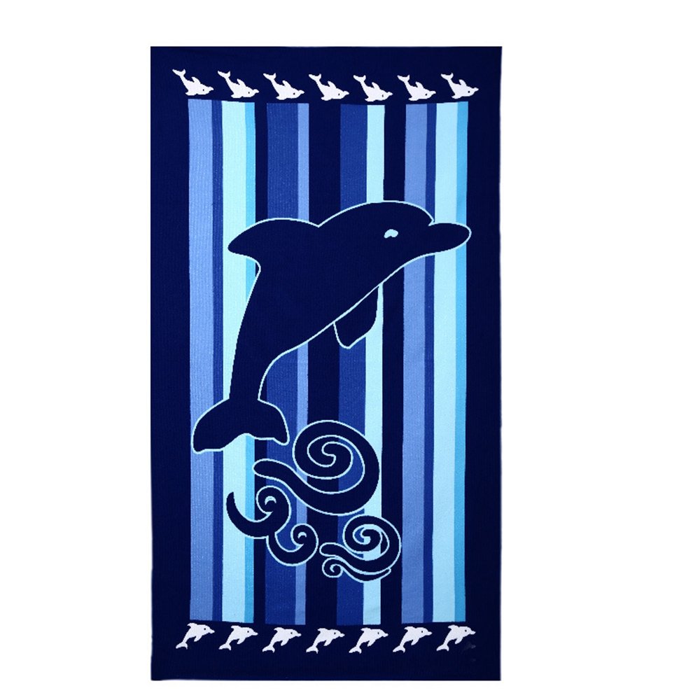 Extra Large Microfiber Beach Towel 39x70.9 Inches - Quick Dry, Soft Bath & Swim Towel with Dolphins Print, Perfect for Pool, Beach, Yoga and Outdoor Activities