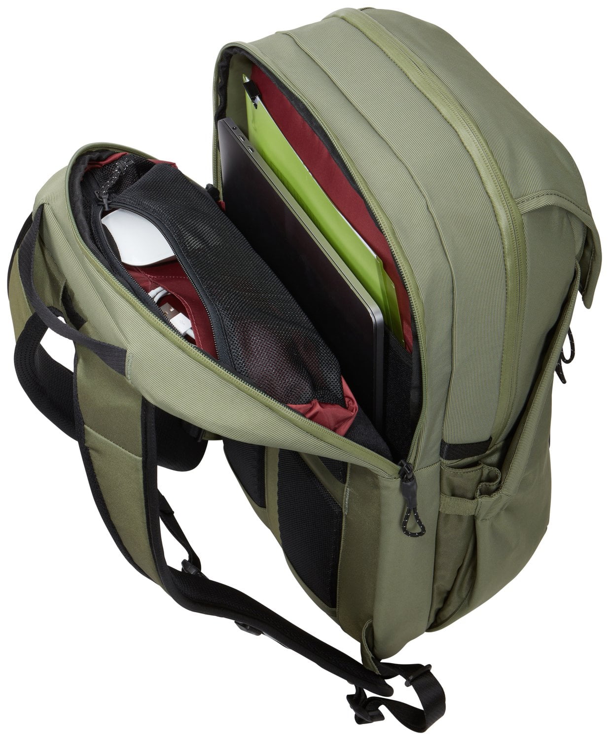 Thule Paramount Commuter Backpack 27L - Waterproof Laptop Backpack for Work & Travel - Durable Daypack with USB Charging Port - Perfect for Commuting, Business Trips & Outdoor Adventures (Olivine Green)