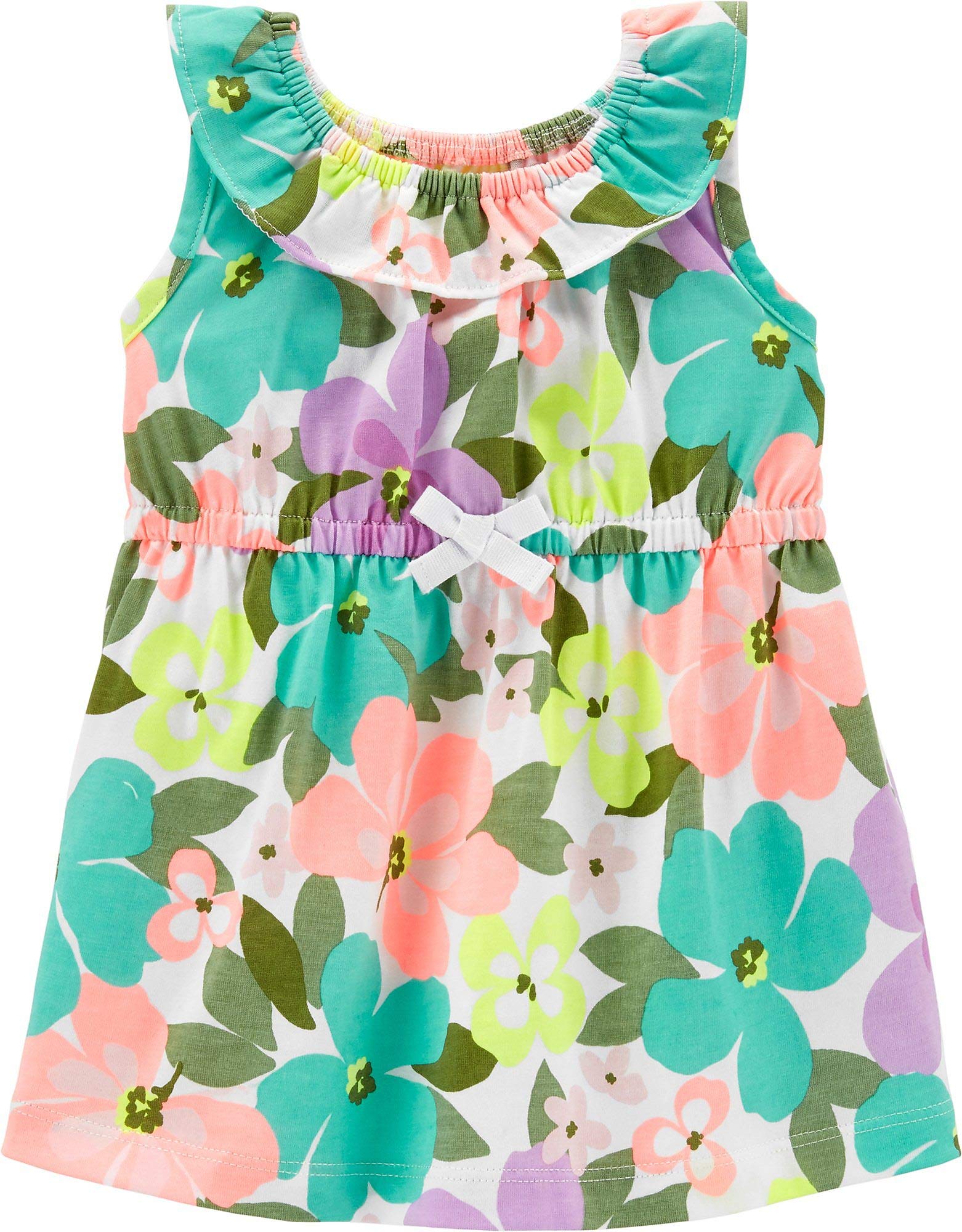 Carters Baby Girls Floral Dress 3 Months | White & Multi-Color Cotton Summer Outfit | Perfect for Photoshoots, Parties & Special Occasions