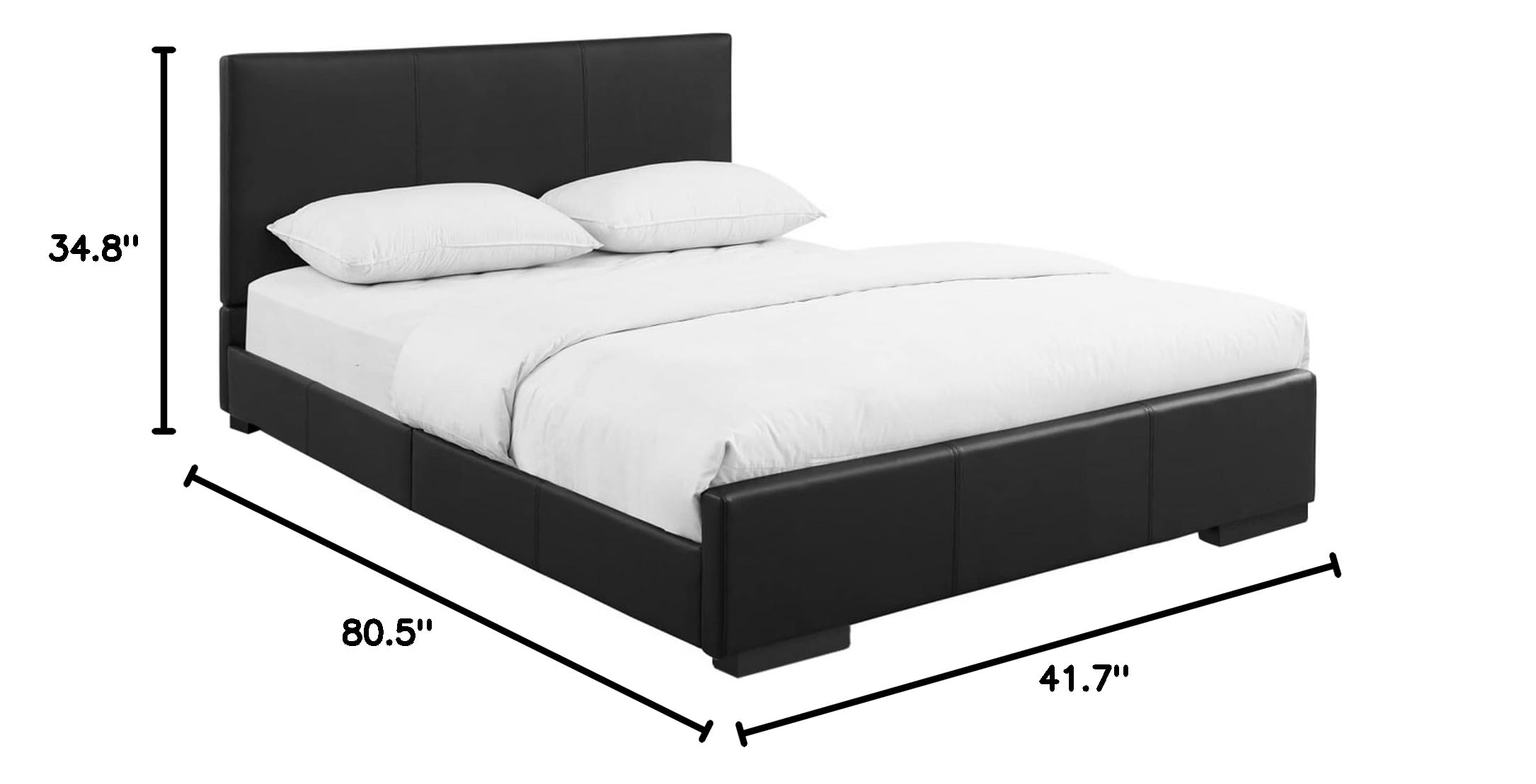 Low-Profile Camden Isle Upholstered Bed Frame - Twin, Black | Full Slat Support, No Box Spring Needed | Perfect for Small Bedrooms