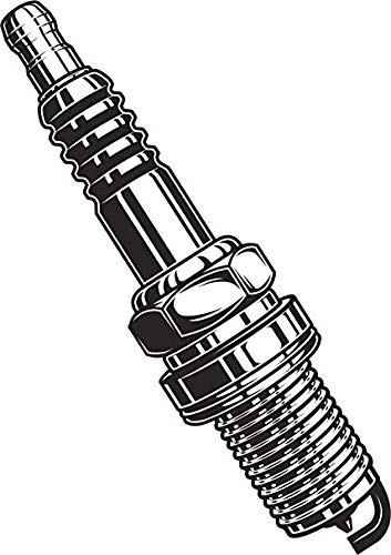 EW Designs Cool Black and White Car Part Cartoon Spark Plug Vinyl Decal Bumper Sticker - 4 Inch Tall Automotive Decoration for Cars, Trucks, Laptops & Windows - Perfect for Auto Enthusiasts and Mechanics