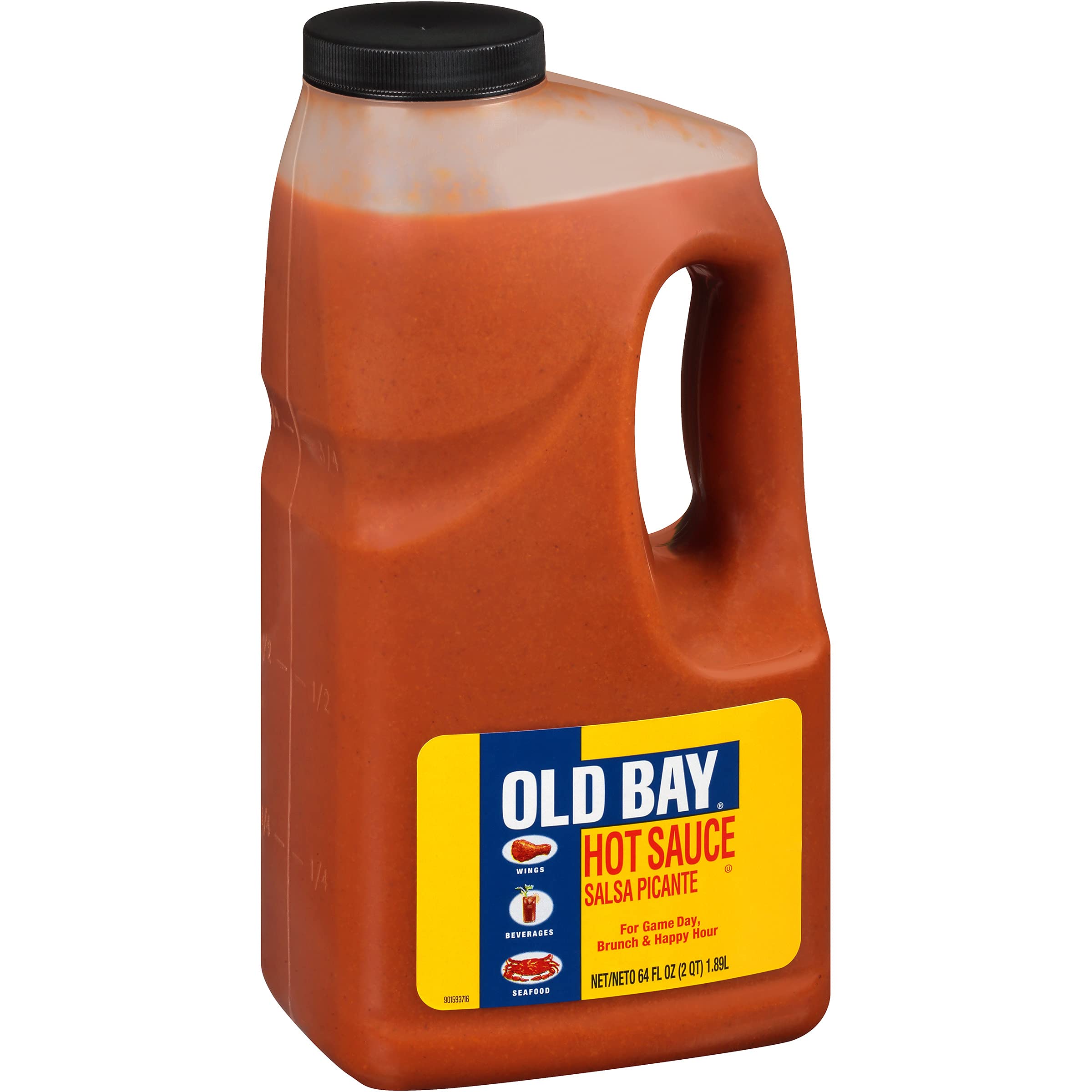OLD BAY Hot Sauce 64 fl oz - Spicy Seafood Sauce for Crab, Shrimp & Wings | Perfect for Grilling, BBQ, Burgers, Mac & Cheese & Bloody Marys | Bulk Hot Sauce for Restaurants & Catering