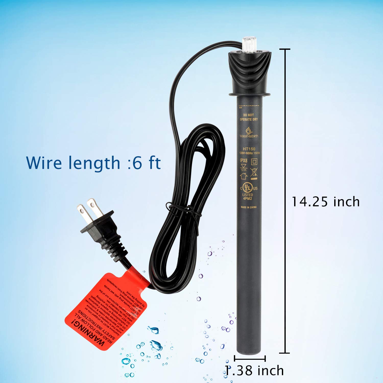 HT150 Submersible Aquarium Heater 150W - Adjustable Fish Tank Water Heater for Freshwater & Marine Aquariums - Perfect for Tropical Fish Tanks, Turtle Tanks, and Aquatic Pets