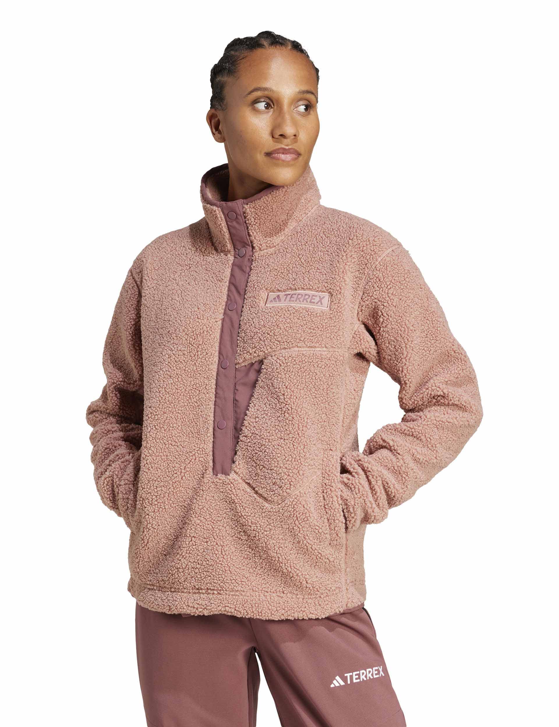 Terrex Xploric High Pile Fleece Pullover Sweatshirt - Warm Clay Color | Men's Winter Outdoor Hiking Jacket | Cozy & Water-Resistant for Camping, Travel & Cold Weather Activities