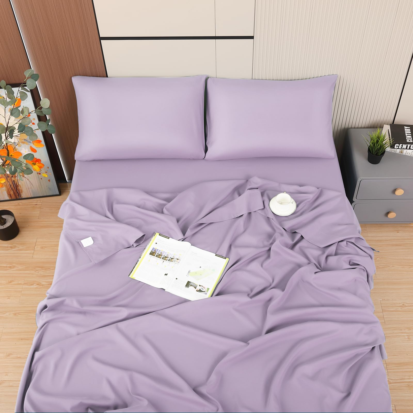 Luxury Lavender Twin Flat Sheets - Ultra Soft, Breathable & Durable Silky Touch Bedding Set - Perfect for Cozy Nights, Guest Rooms & Spa-Like Bedroom Retreats